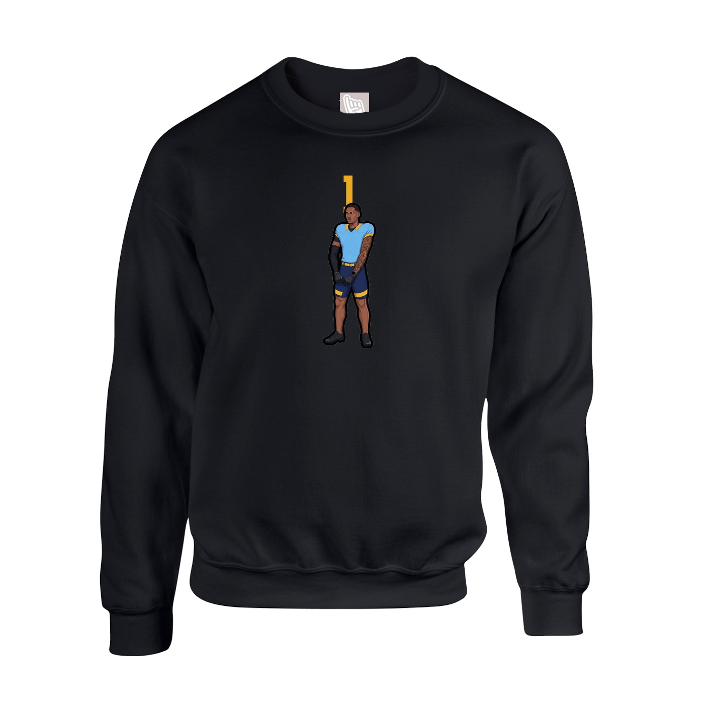 Fleece Crew — Number Top in Black