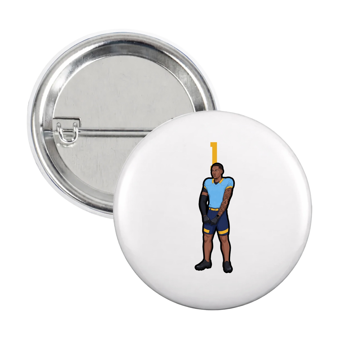 Game Day Button — Number Top in White