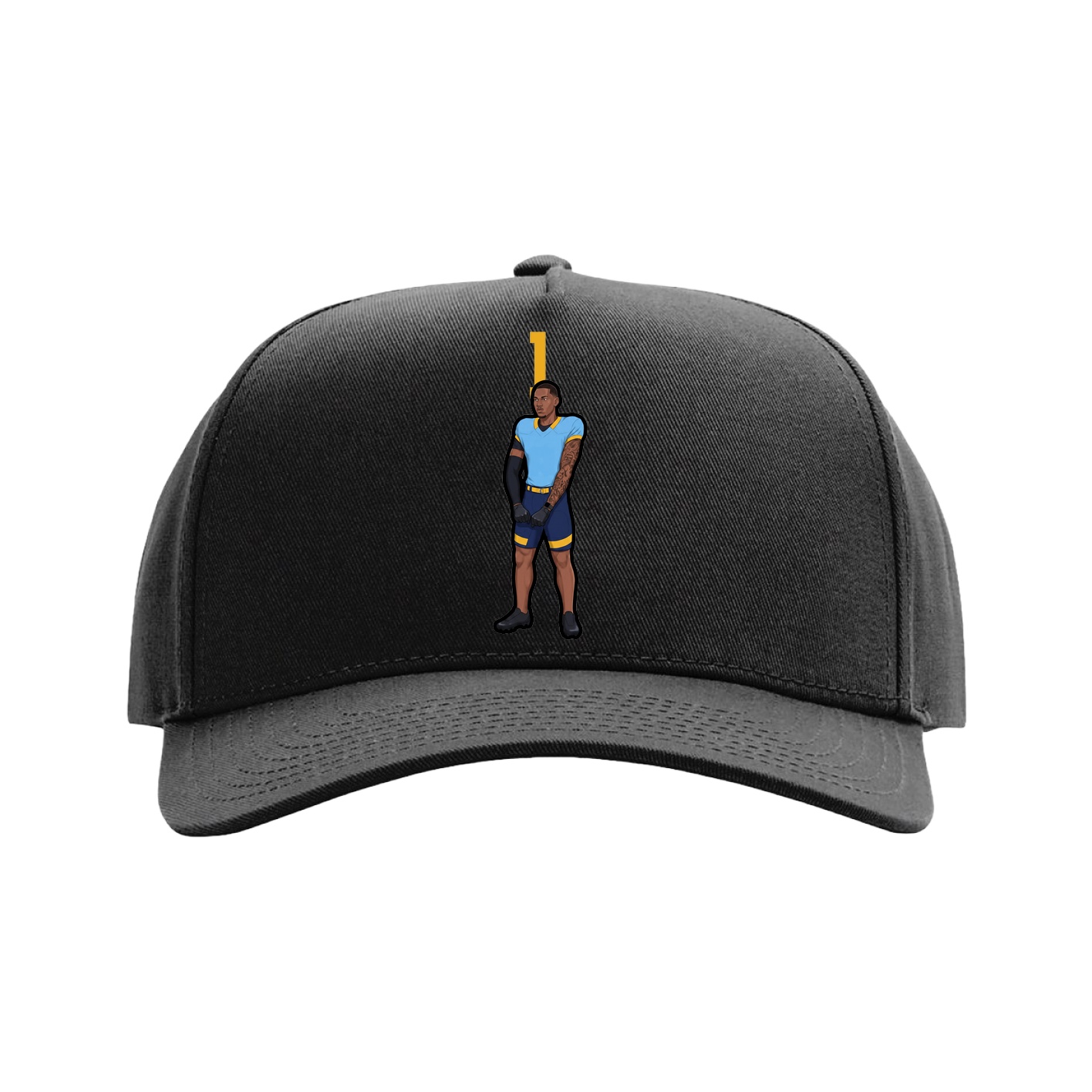 Full Fabric Five-Panel Champ Cap — Number Top in Black