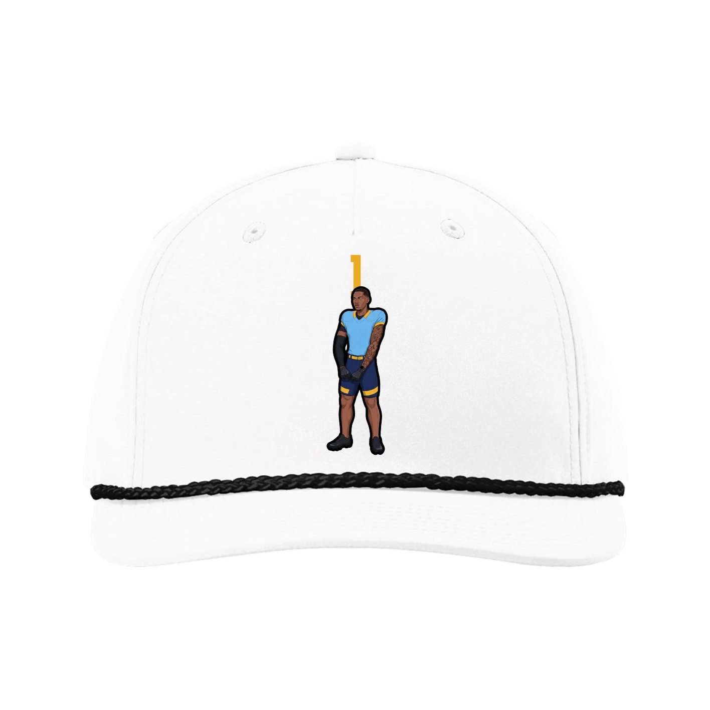 Five-Panel Classic Rope Cap — Number Top in White