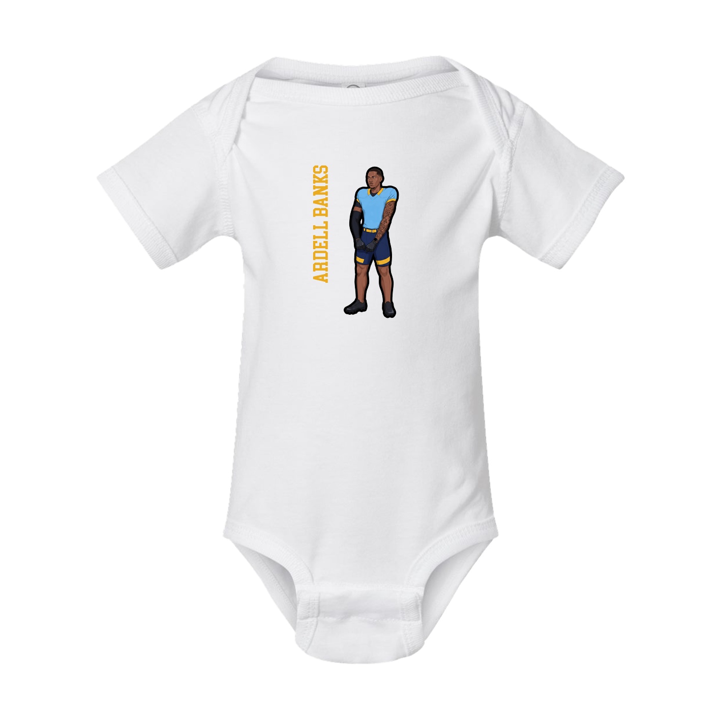 Baby Onesie — Name Vertical in White