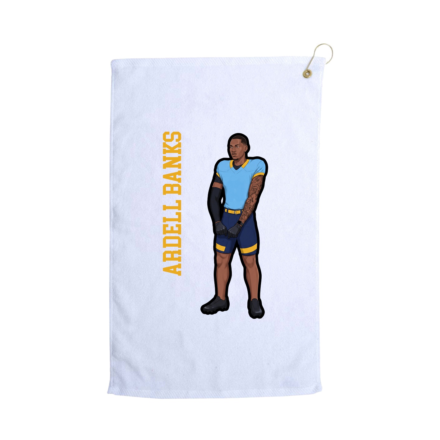 Golf Towel — Name Vertical in White
