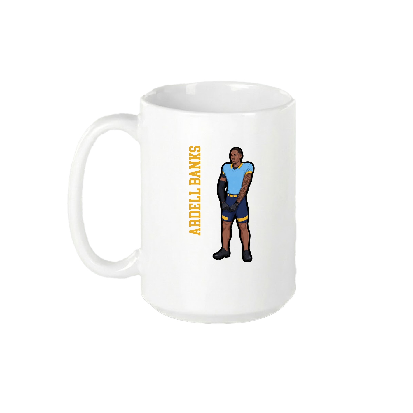 15oz Coffee Mug — Name Vertical in White