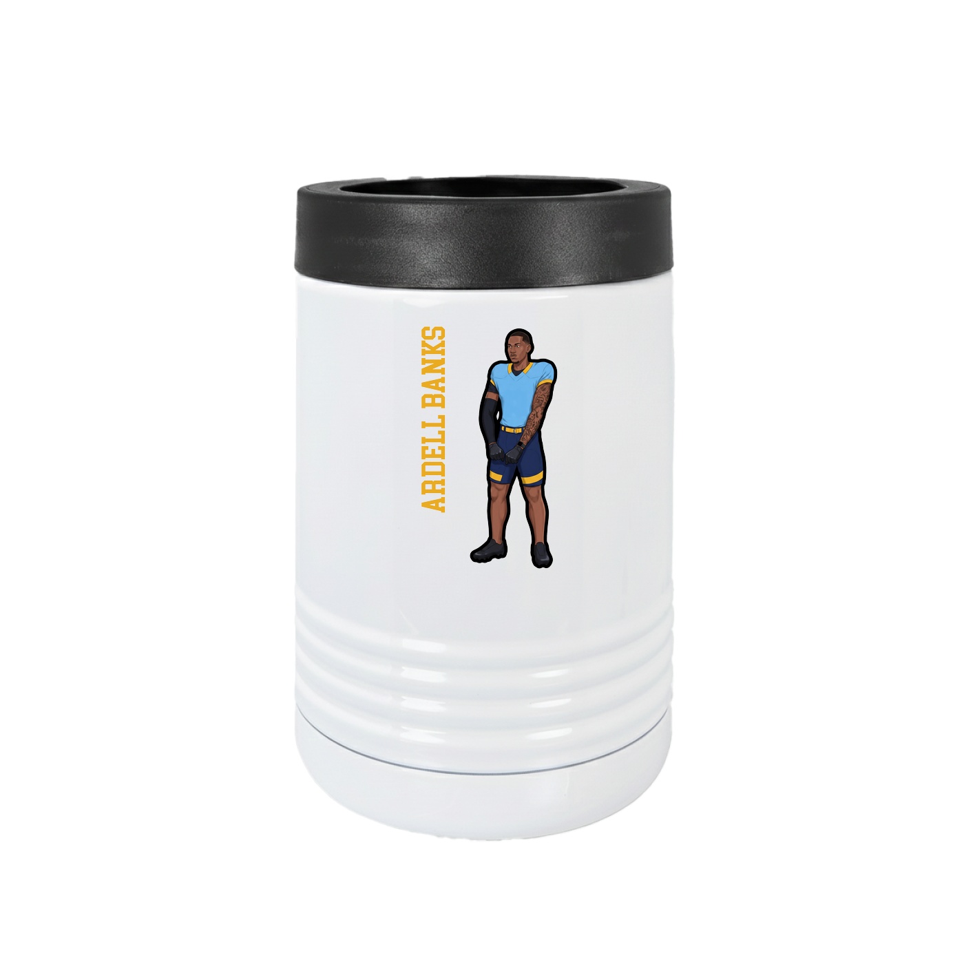 Beverage Holder — Name Vertical in White