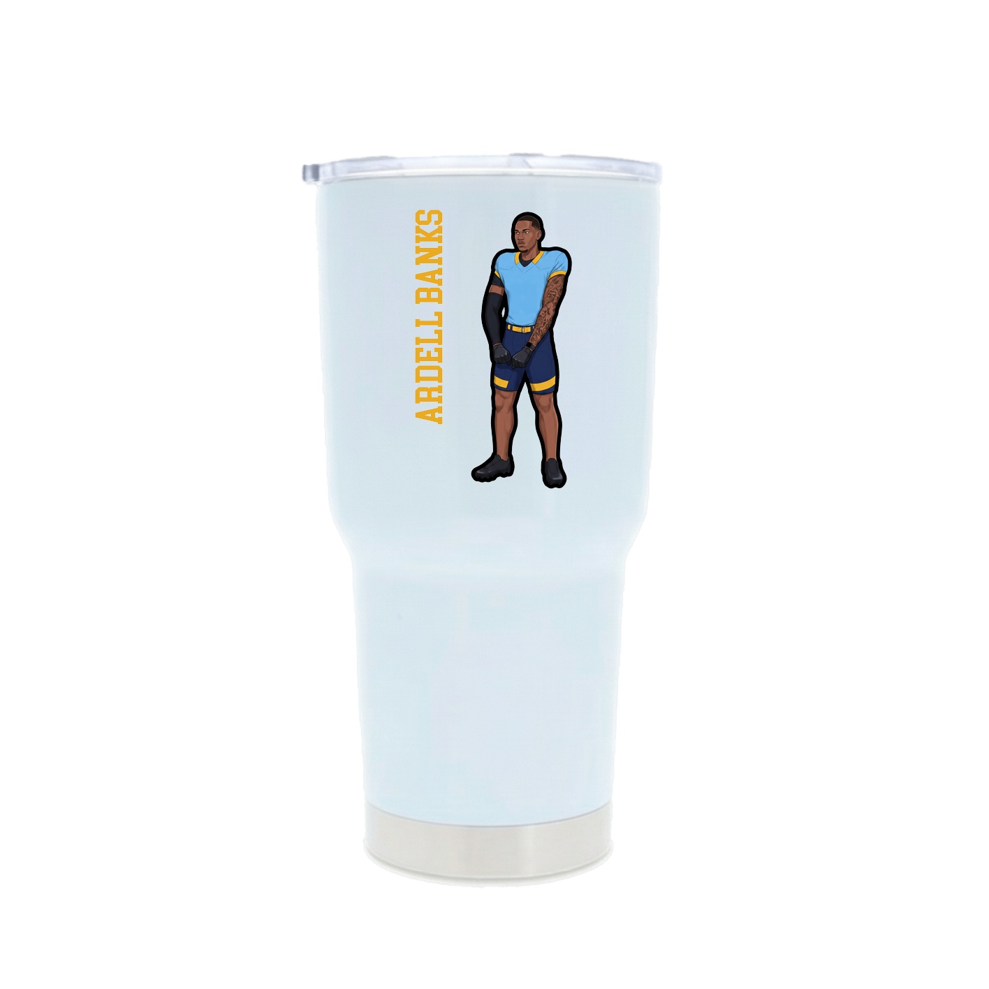 30oz Stainless Steel Tumbler — Name Vertical in White