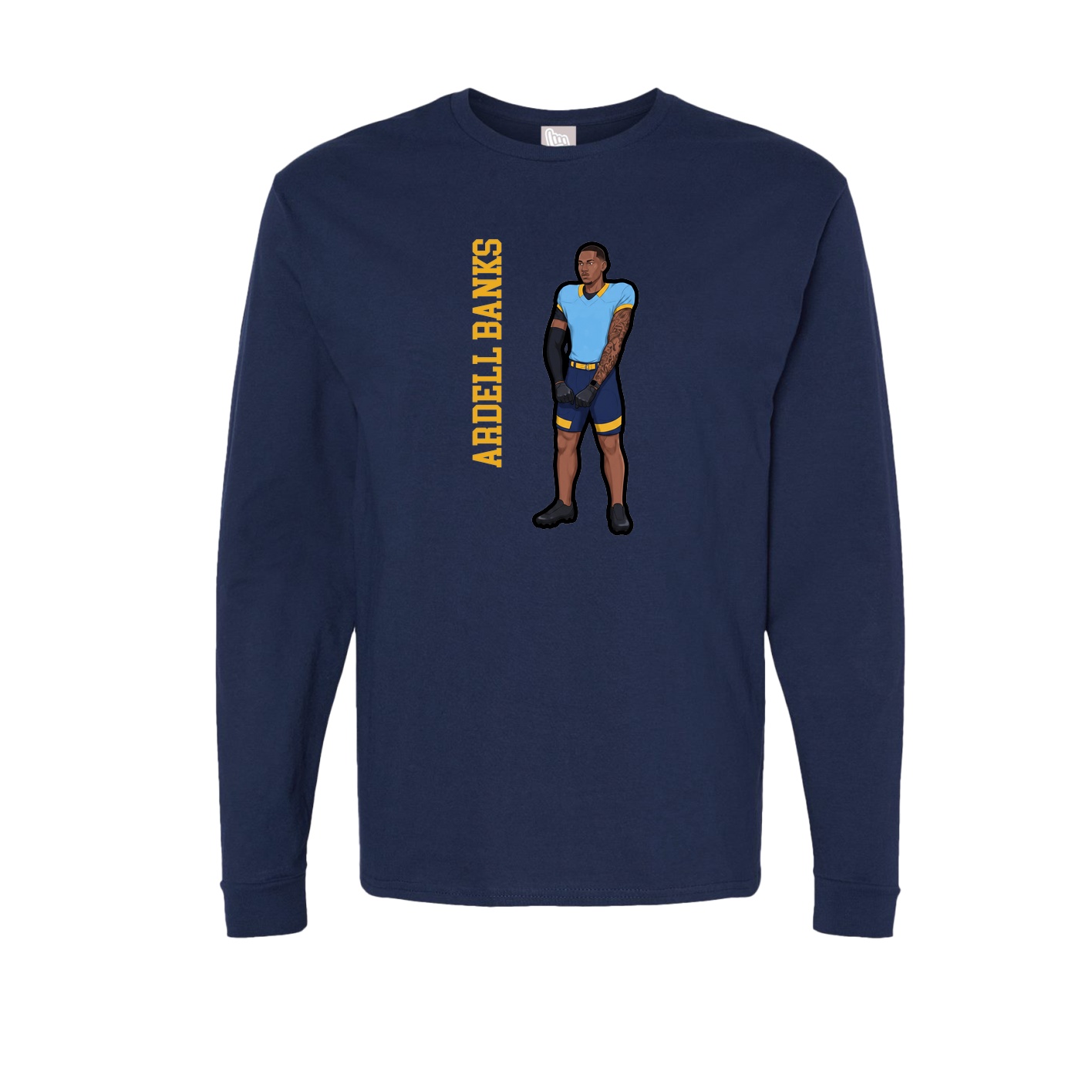Long Sleeve Tee — Name Vertical in Navy