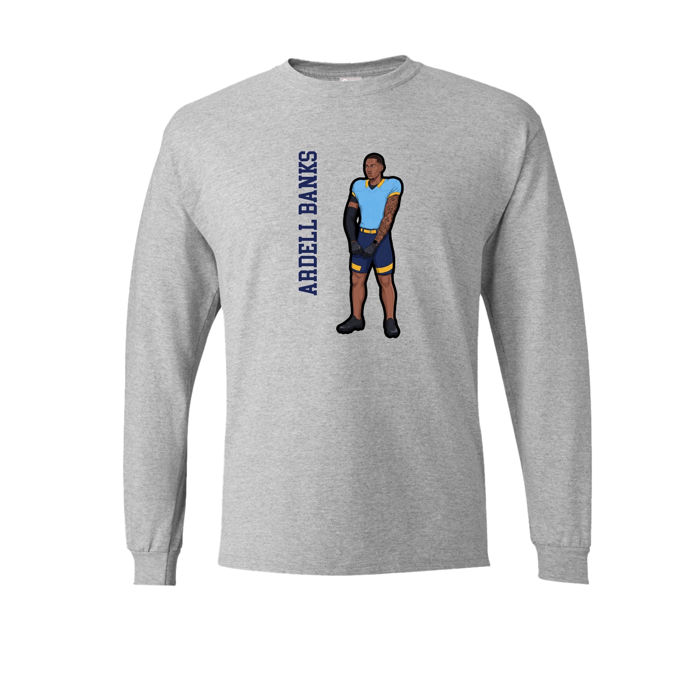 Long Sleeve Tee — Name Vertical in Grey