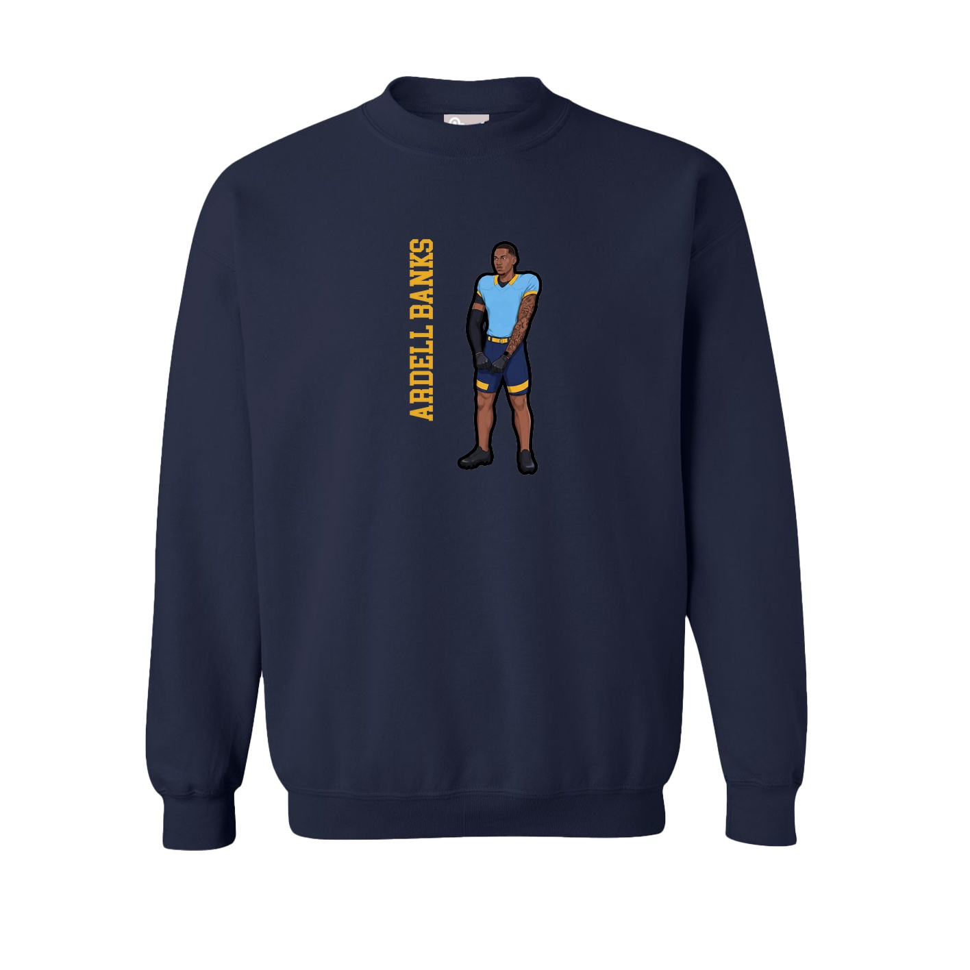 Fleece Crew — Name Vertical in Navy