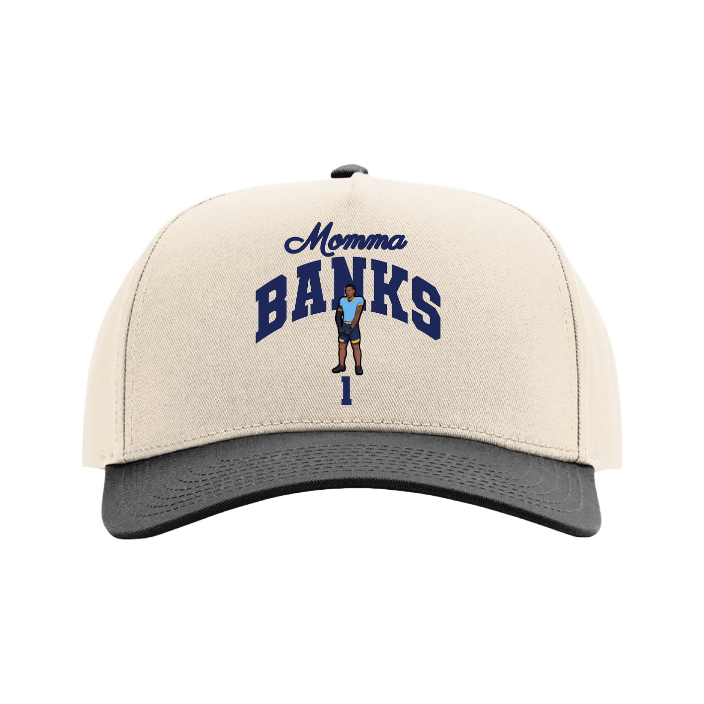 Full Fabric Five-Panel Champ Cap — Mothers Day Arch in Cream/Black