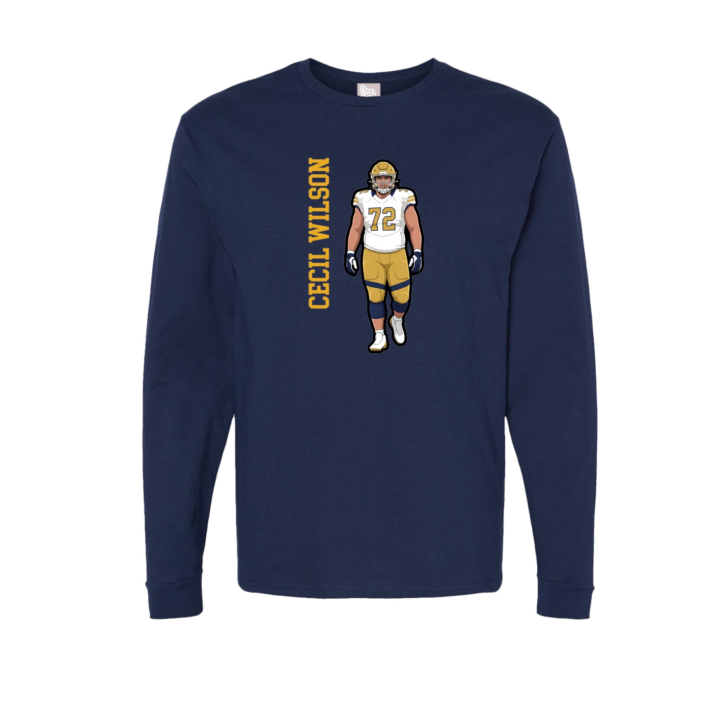 Long Sleeve Tee — Name Vertical in Navy