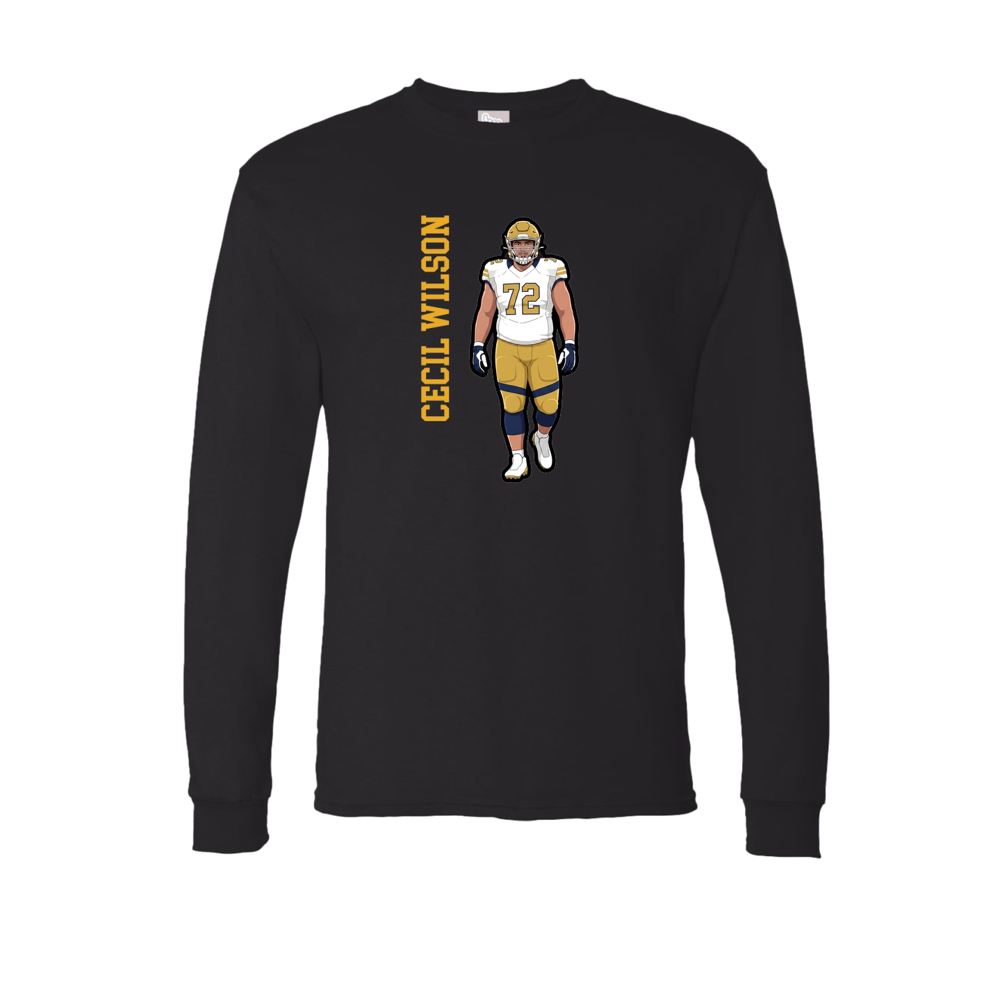 Long Sleeve Tee — Name Vertical in Black
