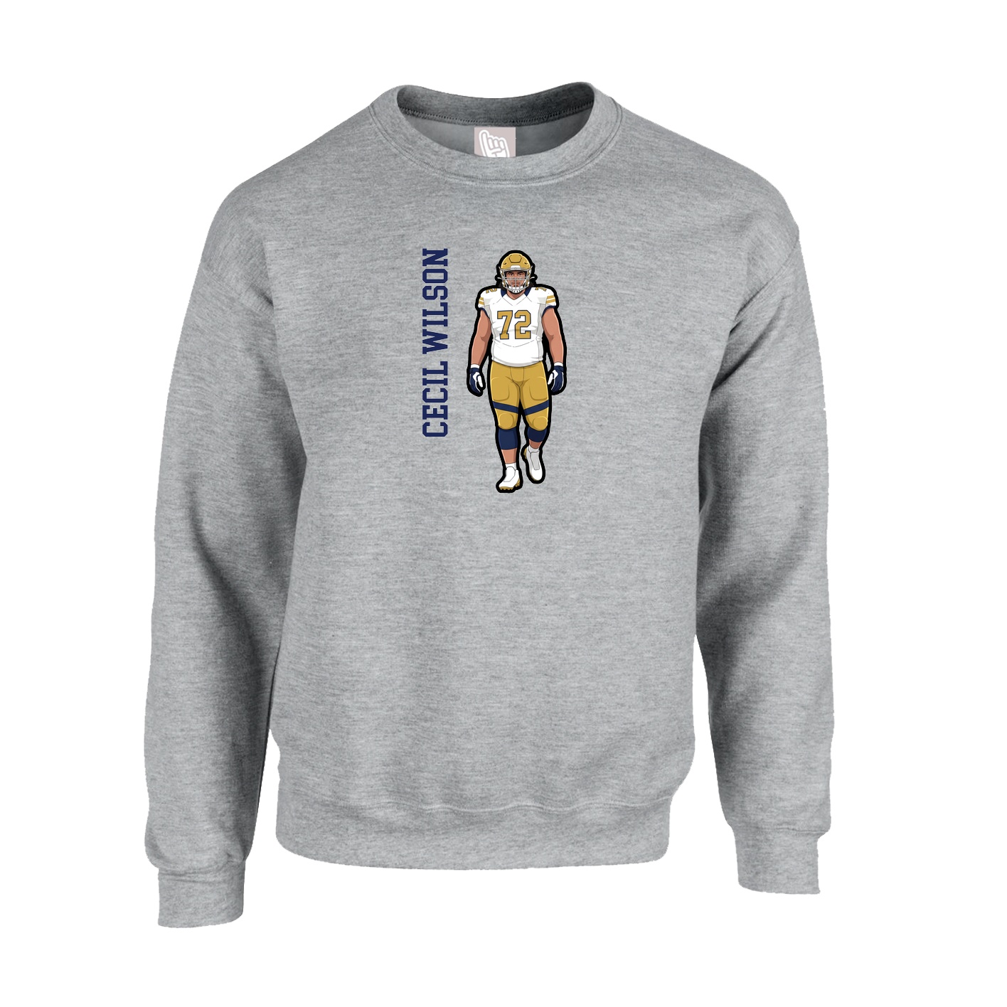 Fleece Crew — Name Vertical in Grey