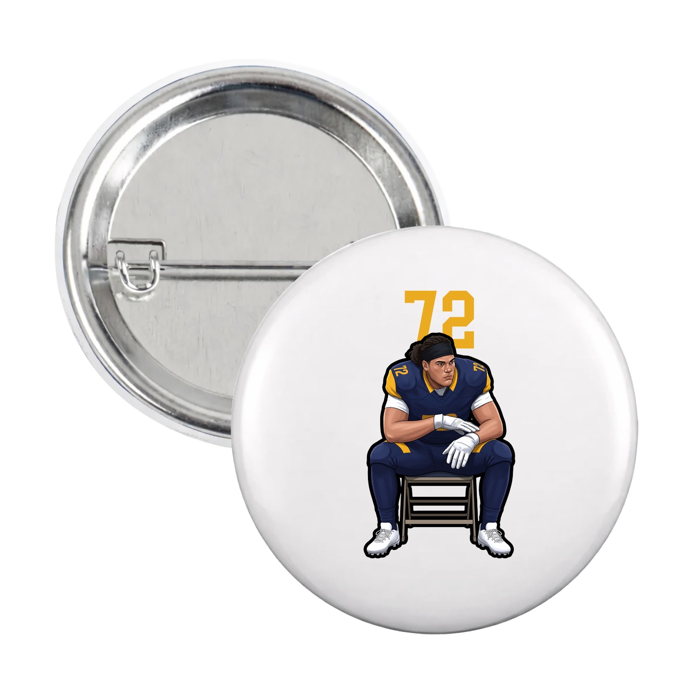 Game Day Button — Number Top in White