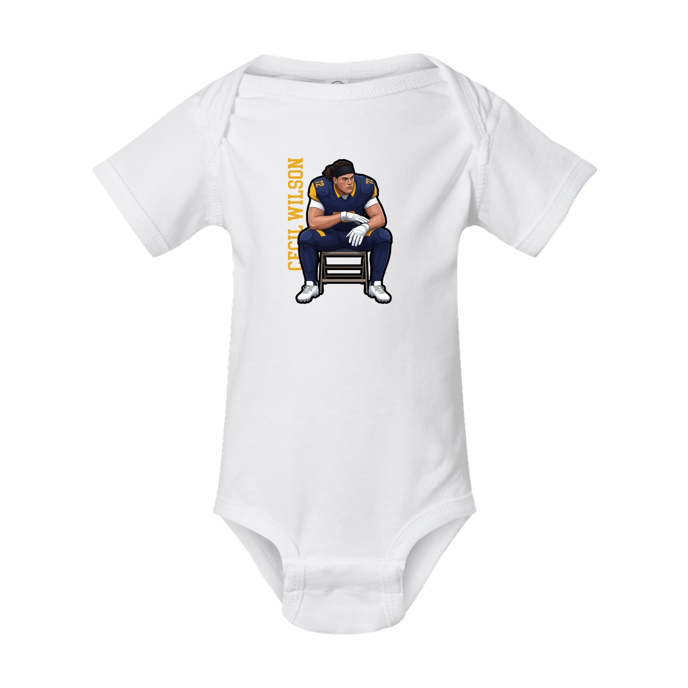 Baby Onesie — Name Vertical in White