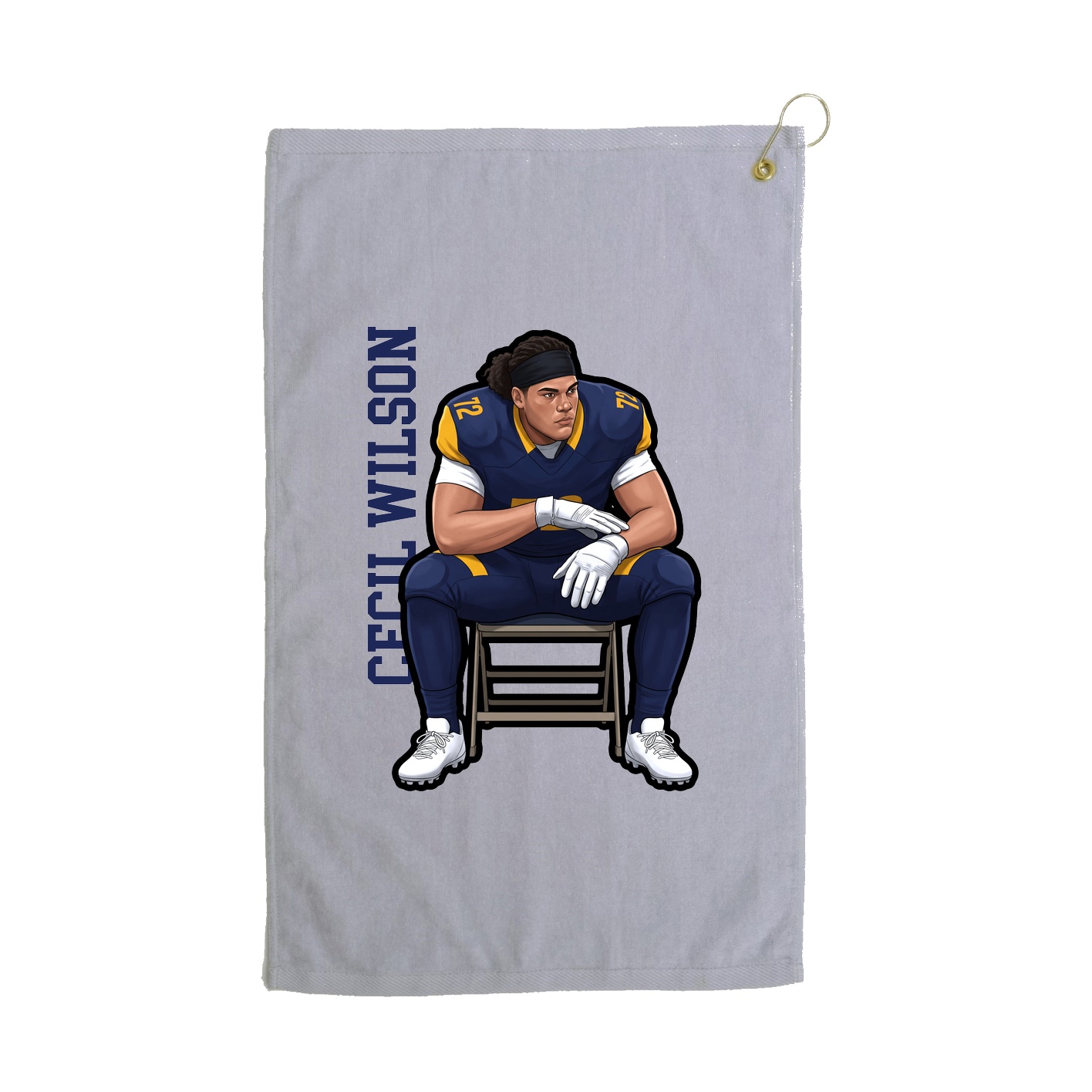 Golf Towel — Name Vertical in Grey