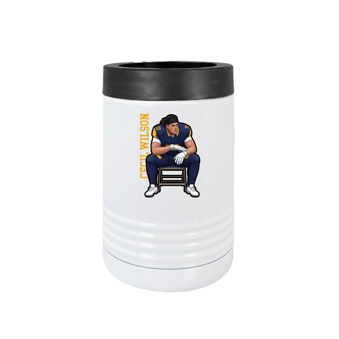 Beverage Holder — Name Vertical in White