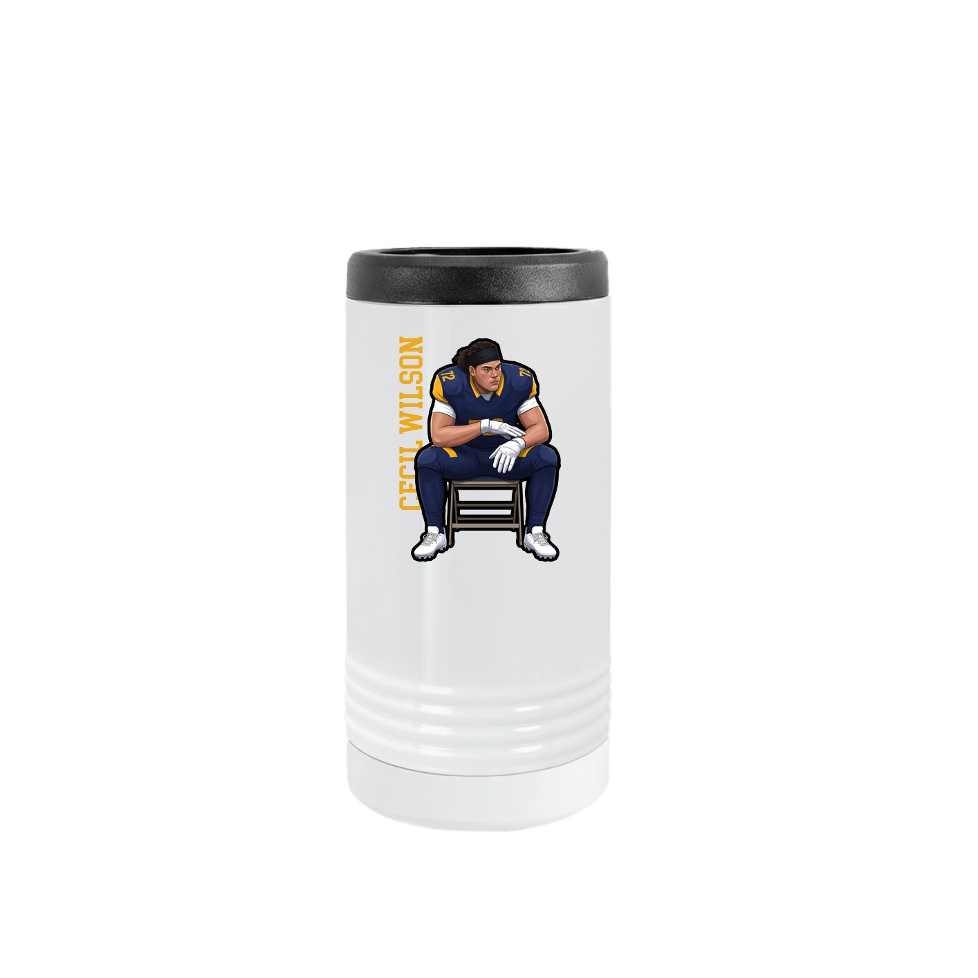 Slim Beverage Holder — Name Vertical in White