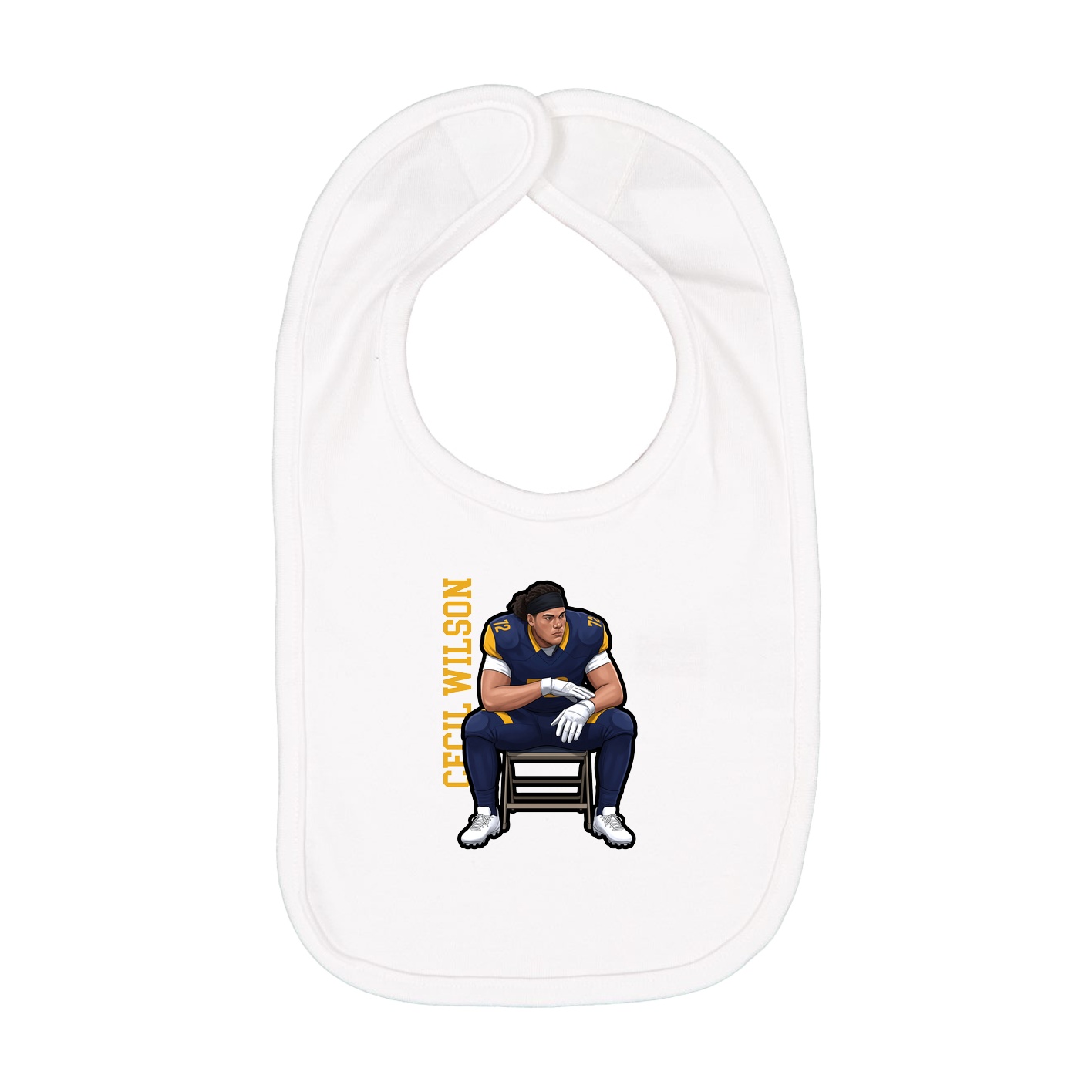 Infant Bib — Name Vertical in White