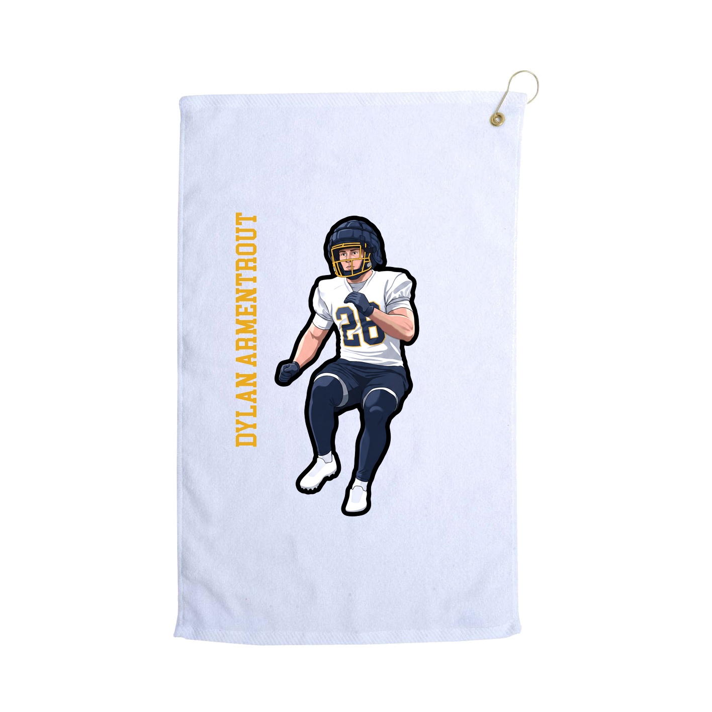 Golf Towel — Name Vertical in White