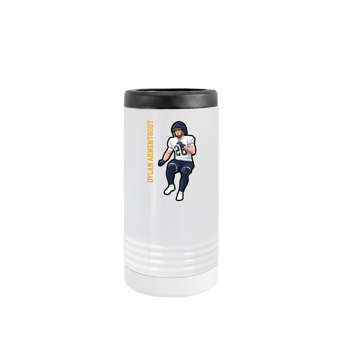 Slim Beverage Holder — Name Vertical in White