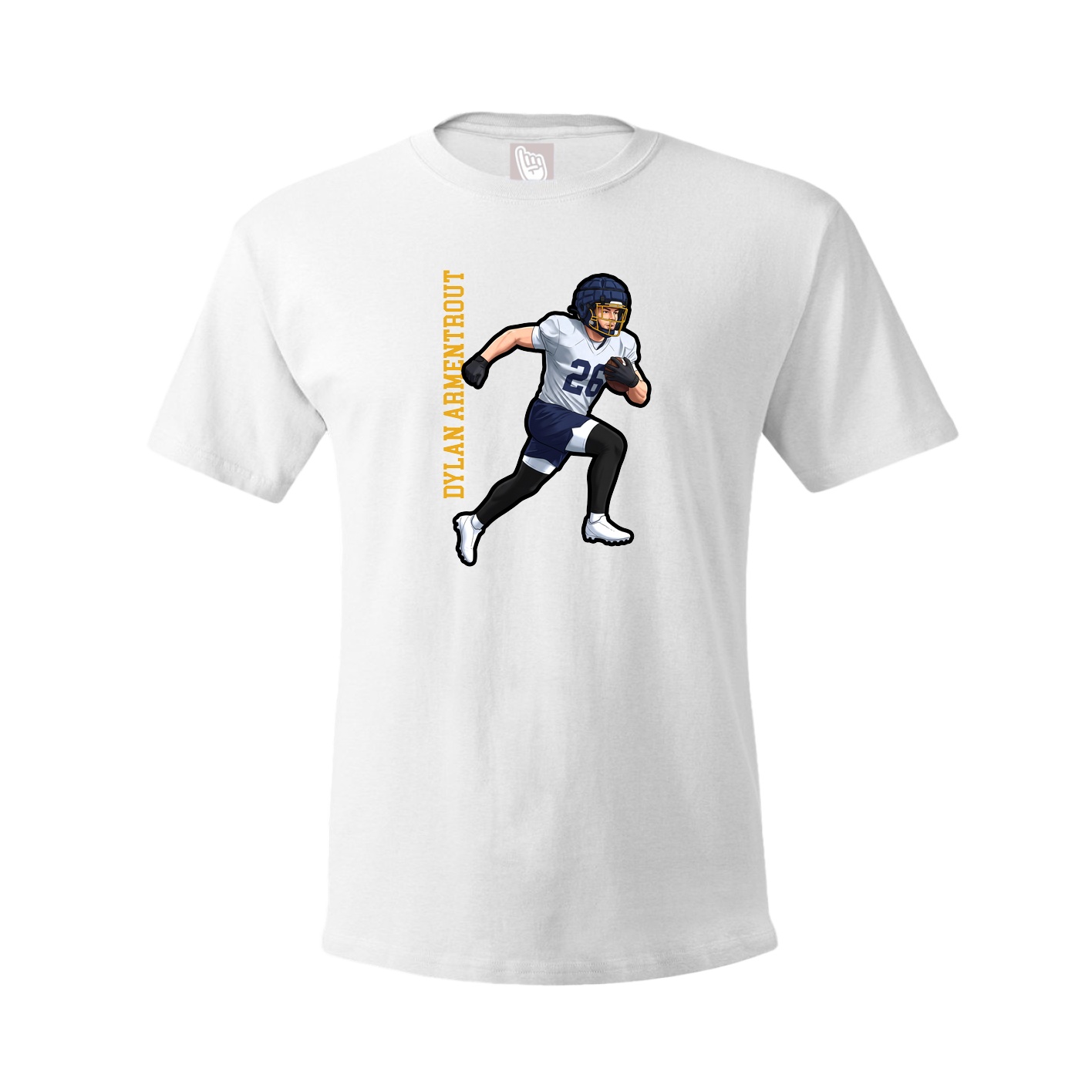 Youth Tee — Name Vertical in White