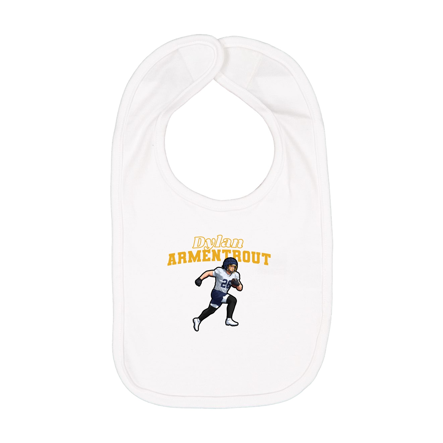 Infant Bib — Name Arch in White