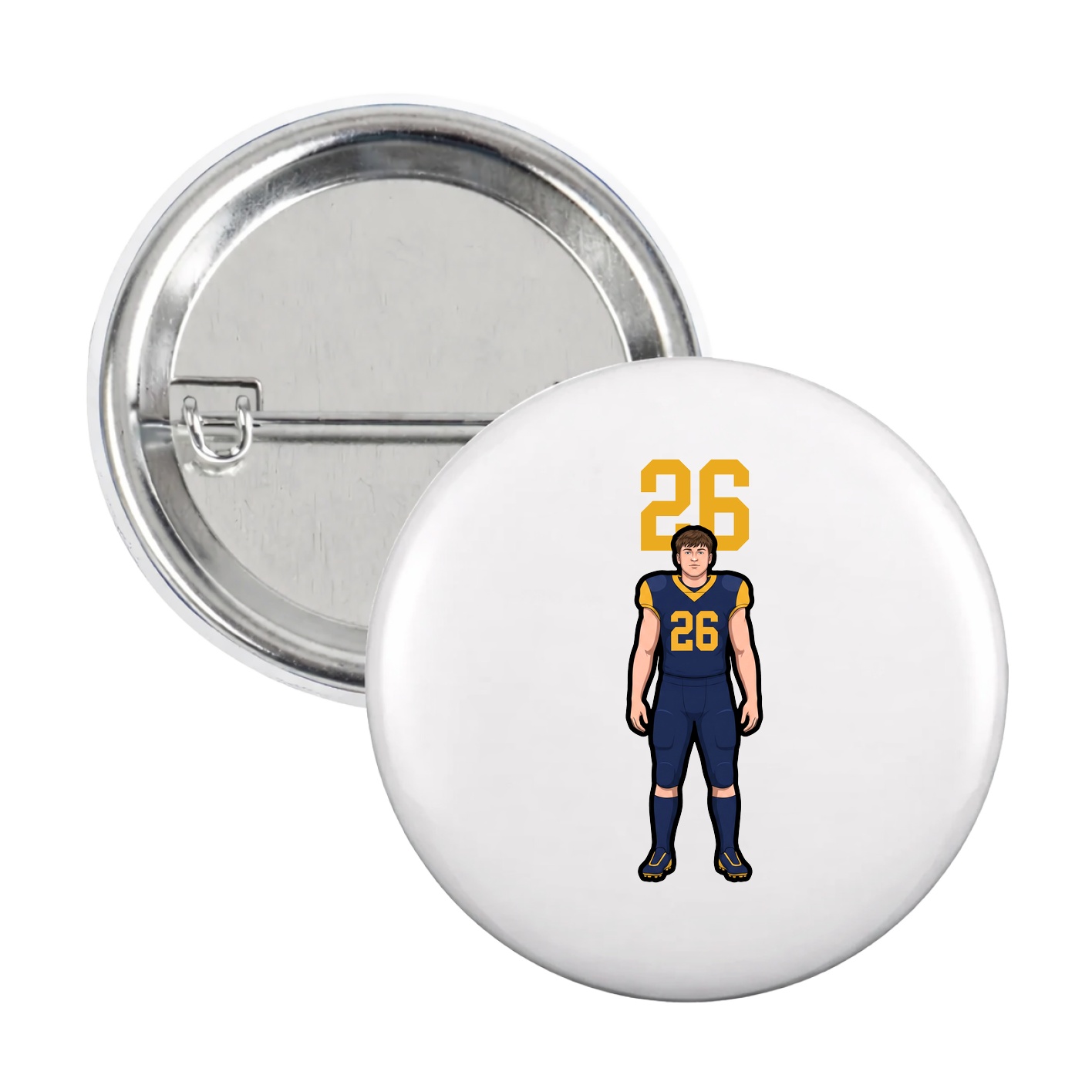 Game Day Button — Number Top in White