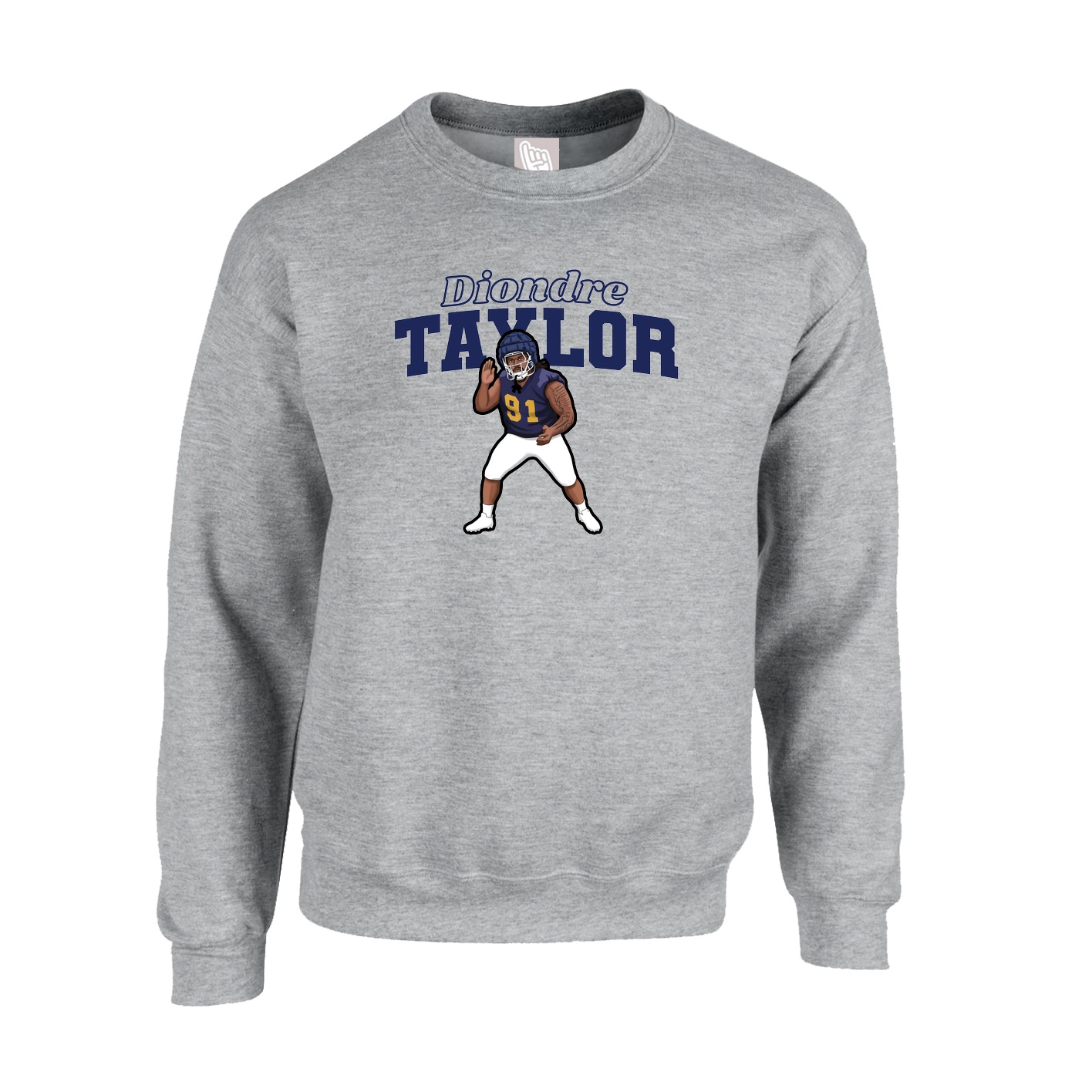 Fleece Crew — Name Arch in Grey