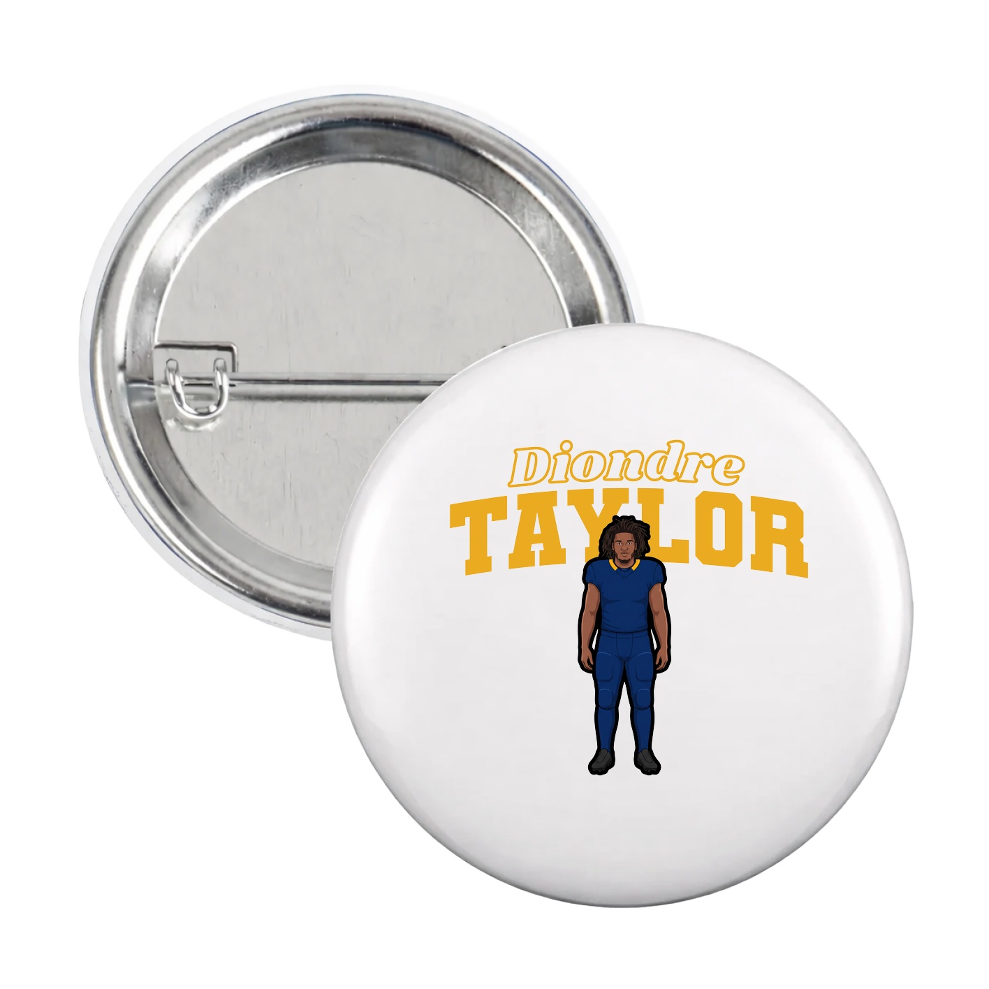 Game Day Button — Name Arch in White