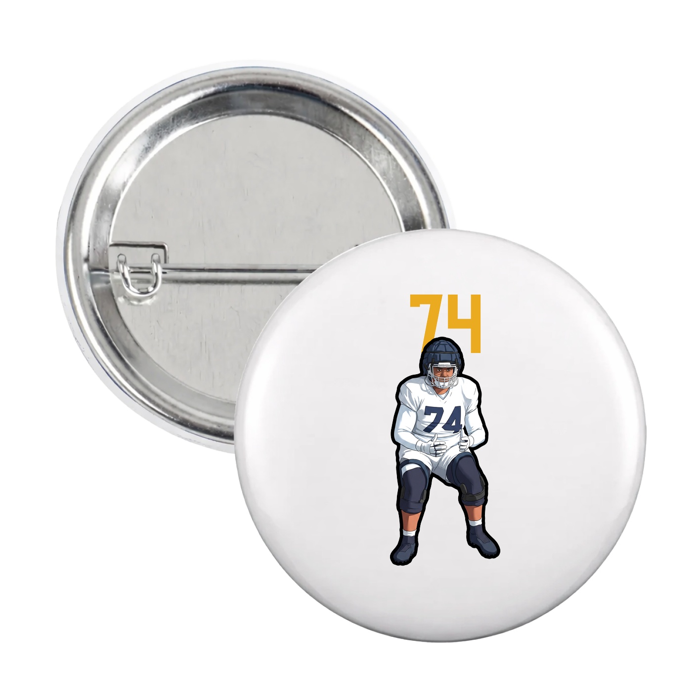 Game Day Button — Number Top in White