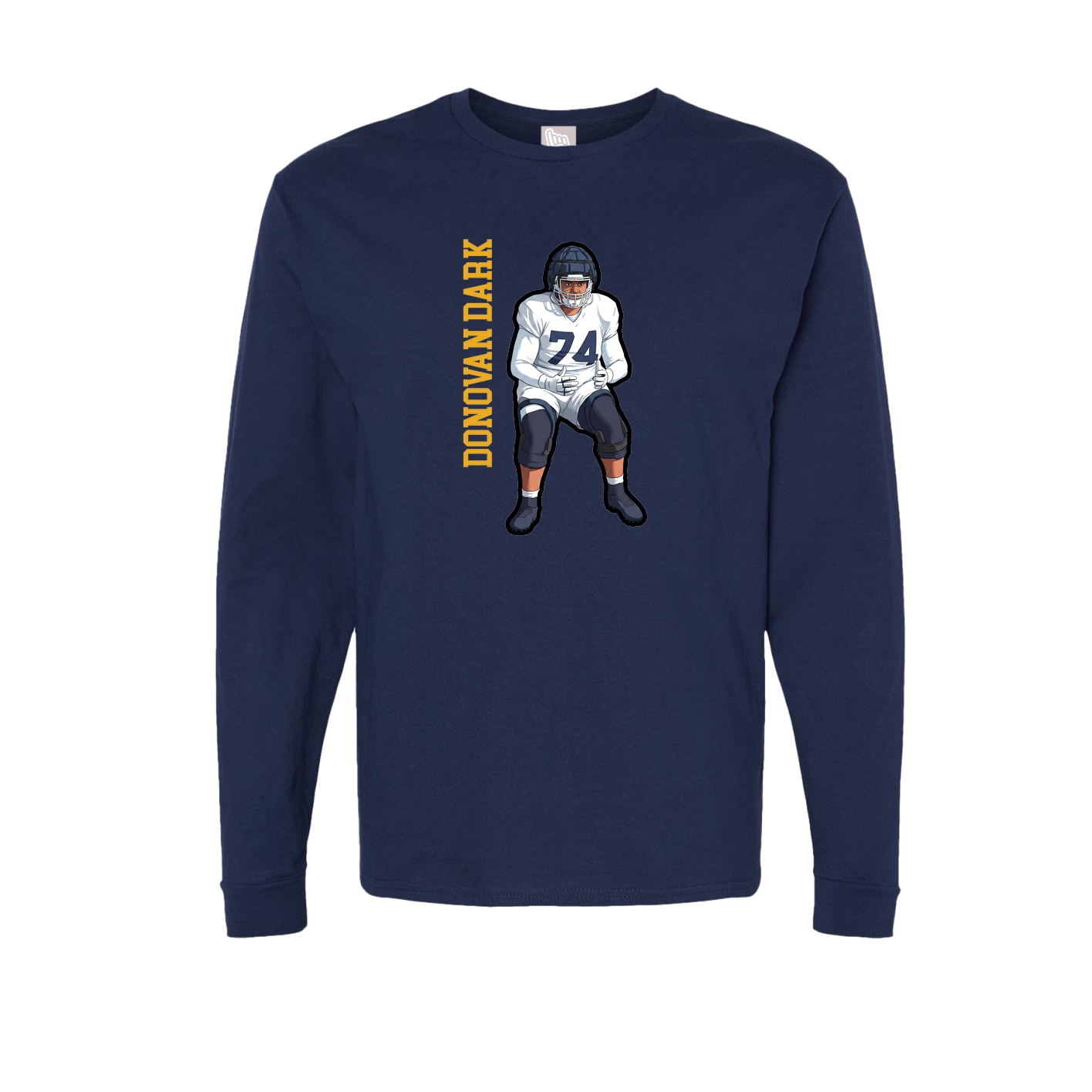 Long Sleeve Tee — Name Vertical in Navy