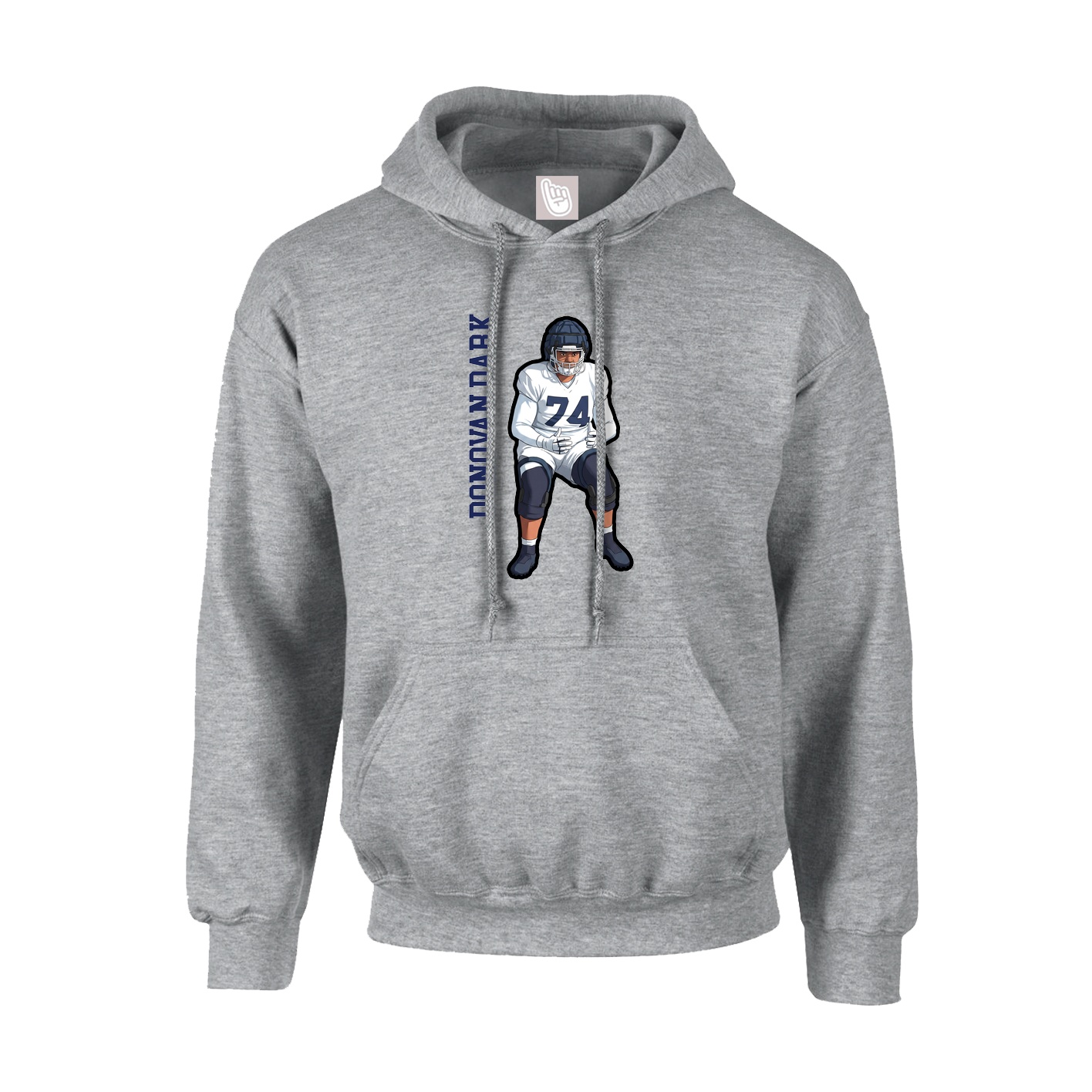 Youth Hoodie — Name Vertical in Grey