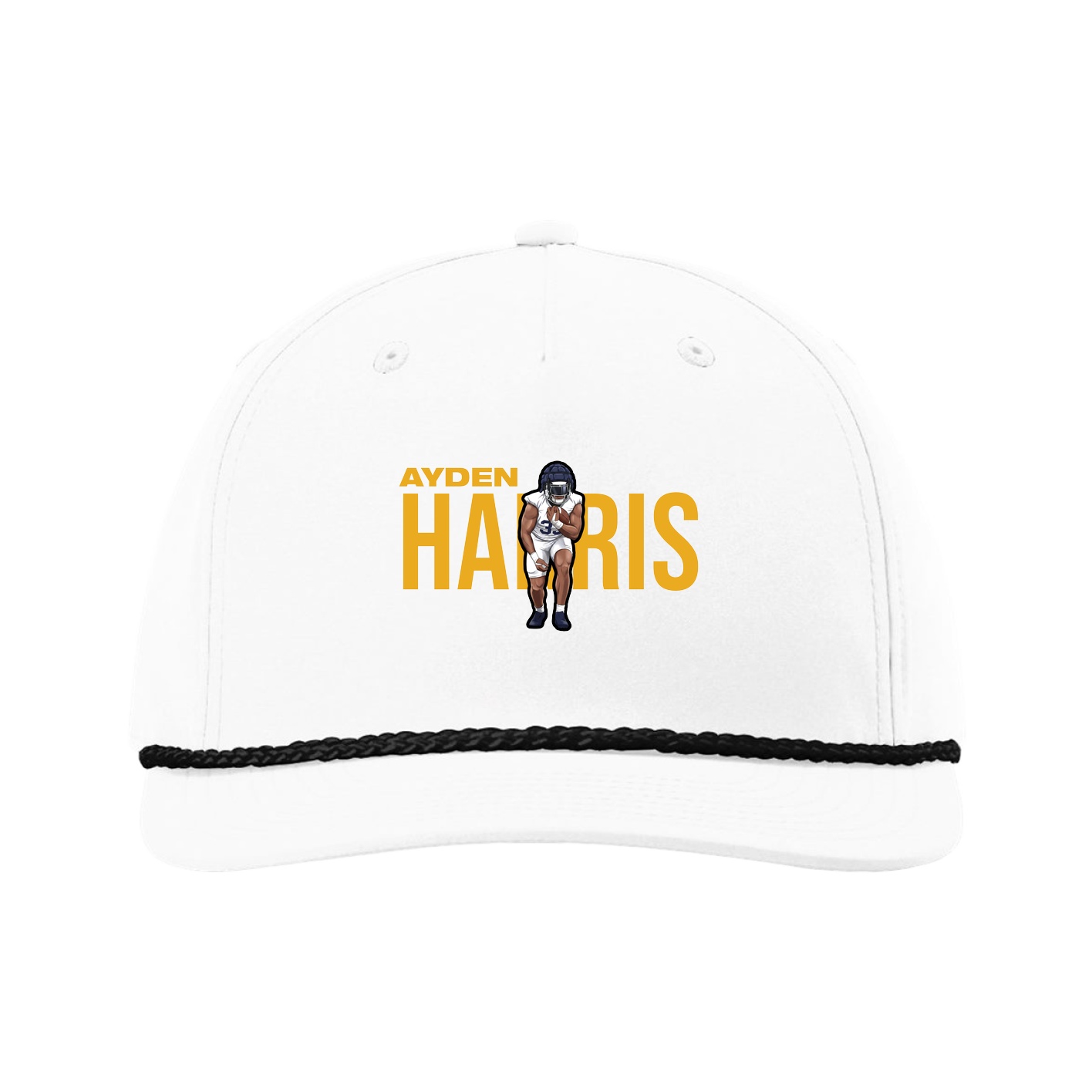 Five-Panel Classic Rope Cap — Player Name in White