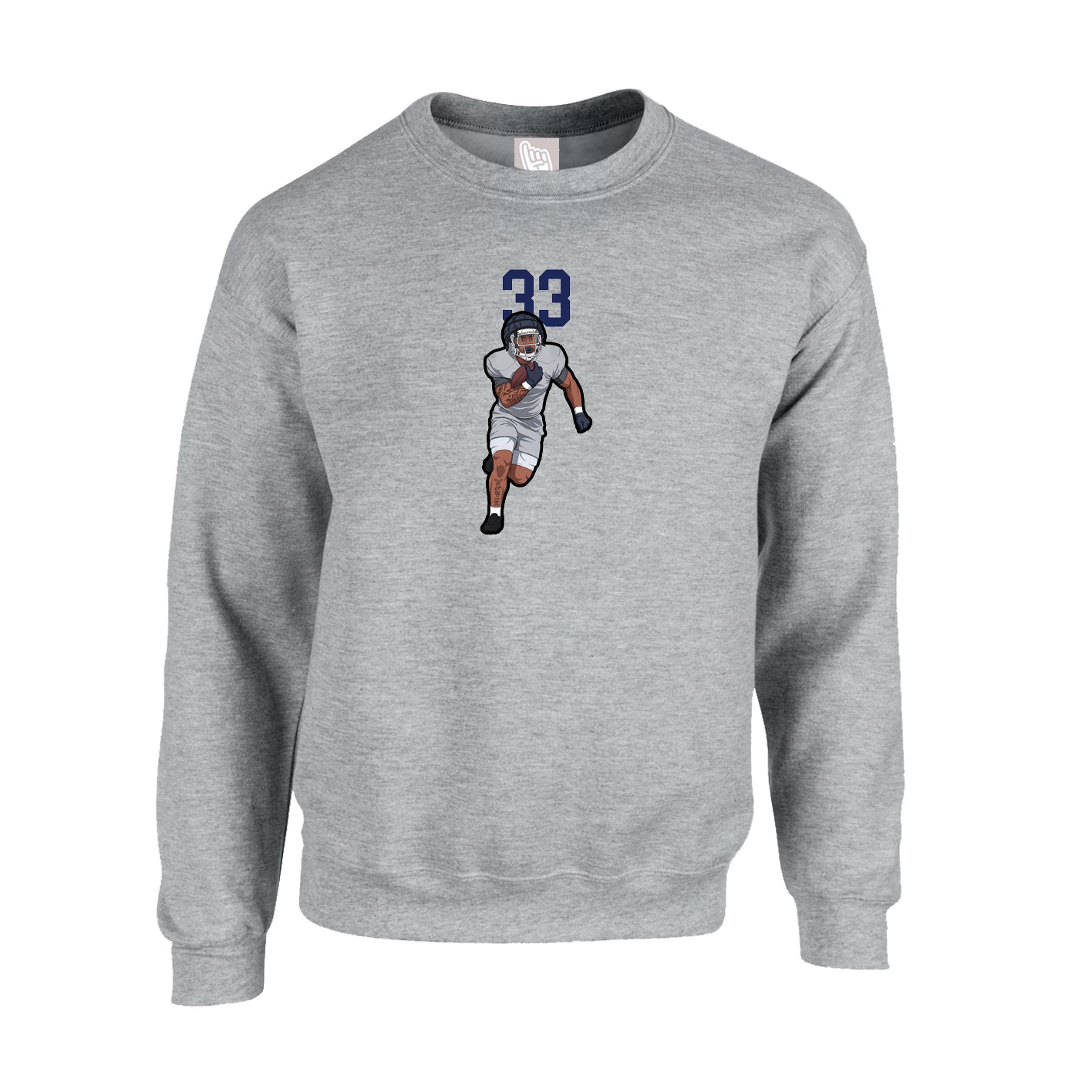 Fleece Crew — Number Top in Grey