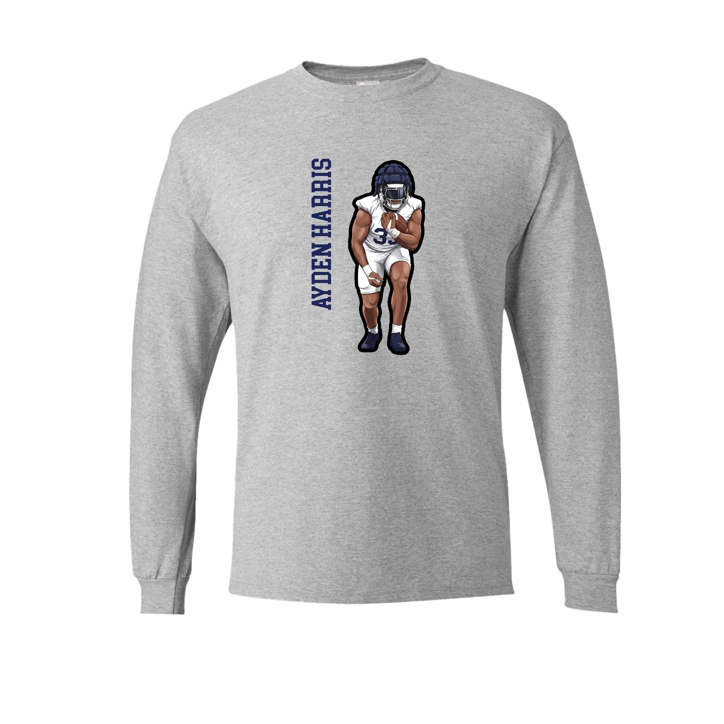 Long Sleeve Tee — Name Vertical in Grey