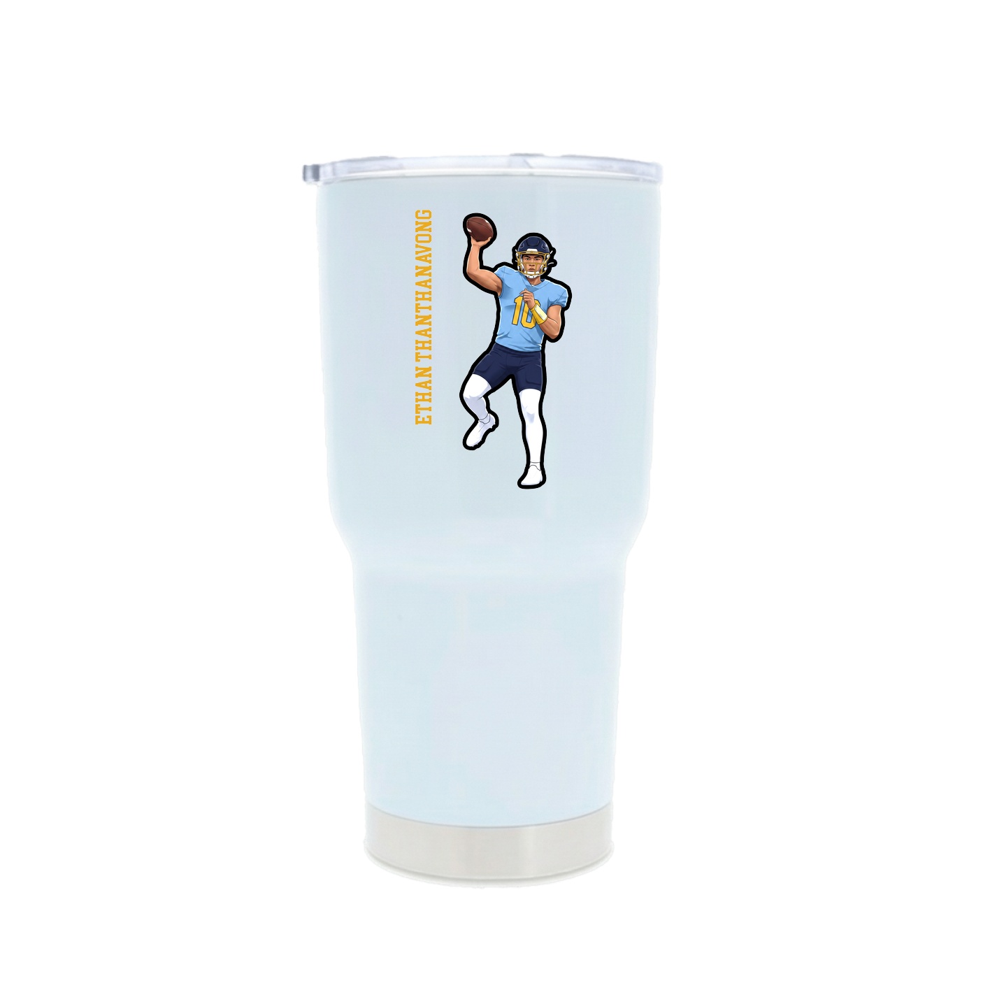 30oz Stainless Steel Tumbler — Name Vertical in White