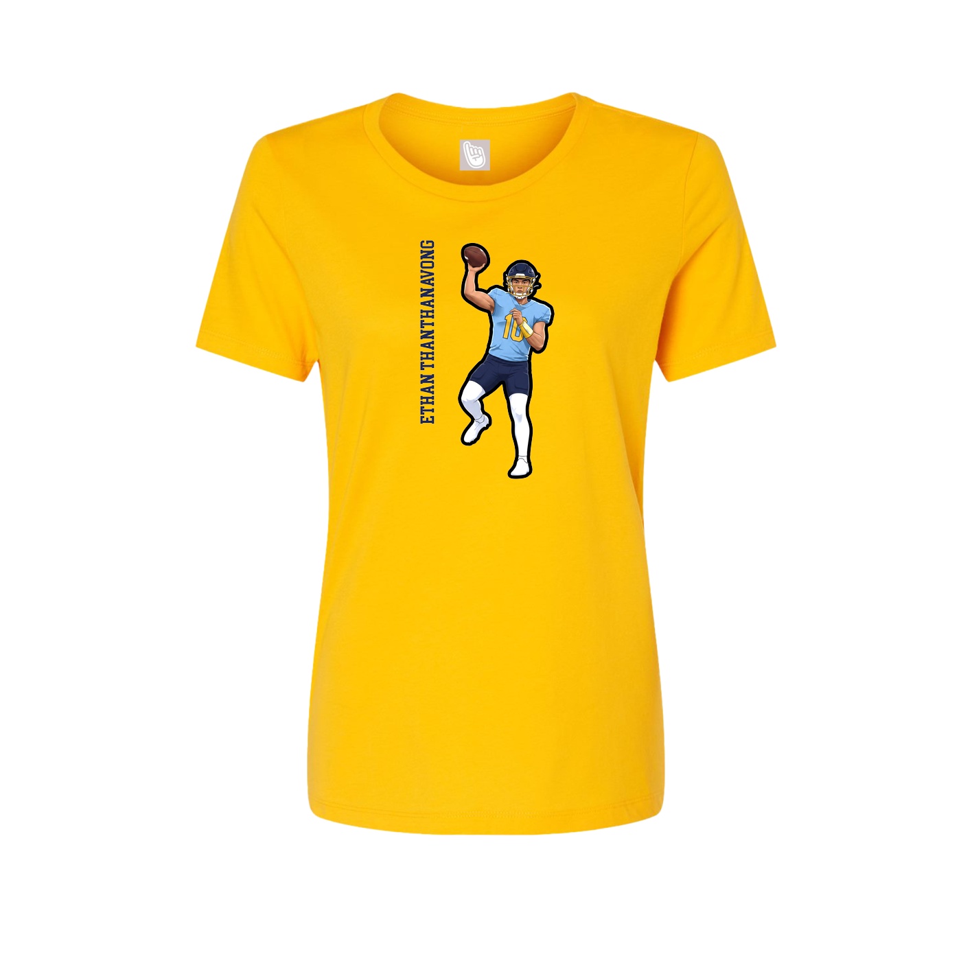 Fitted Women's Tee — Name Vertical in Gold