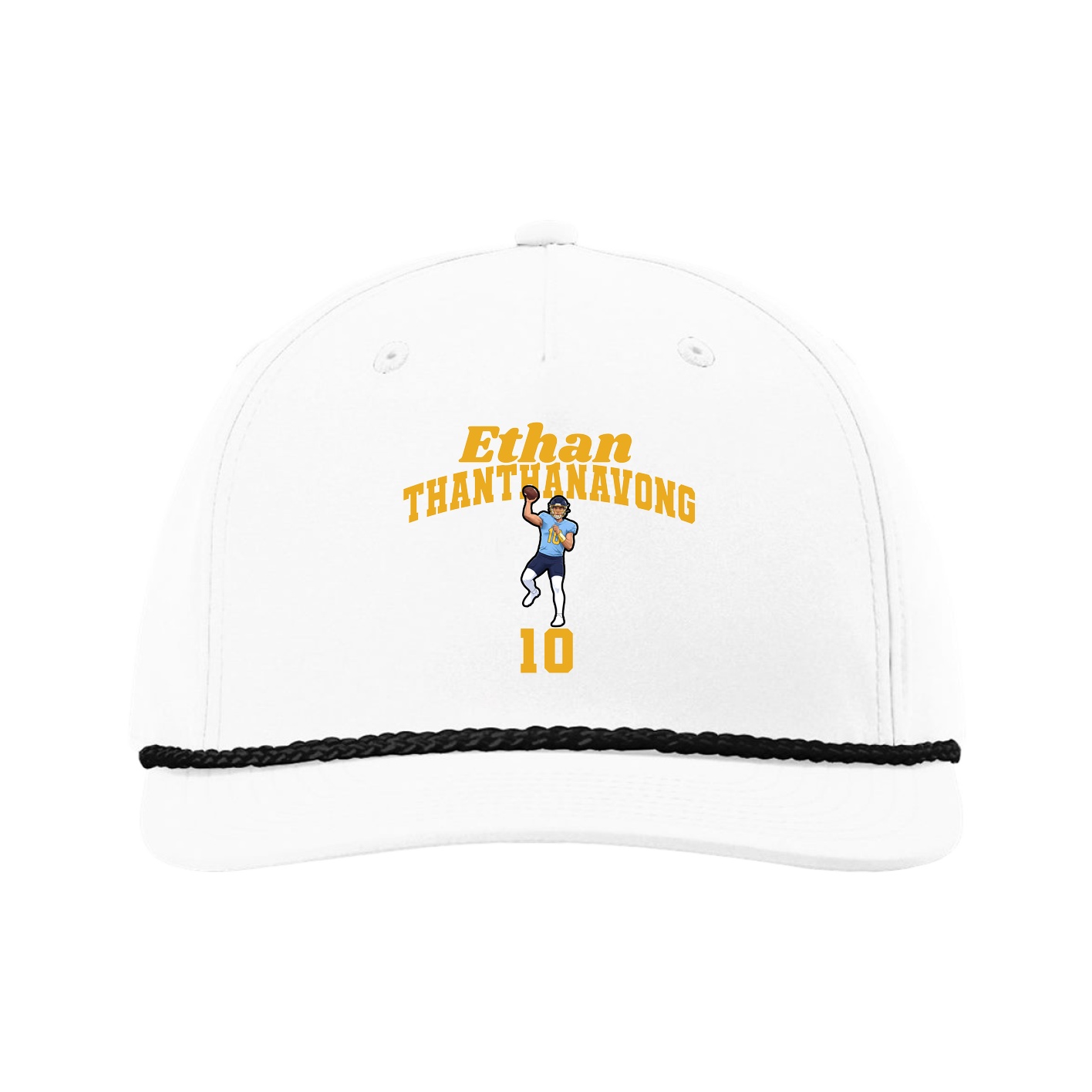 Five-Panel Classic Rope Cap — Signature Arch in White