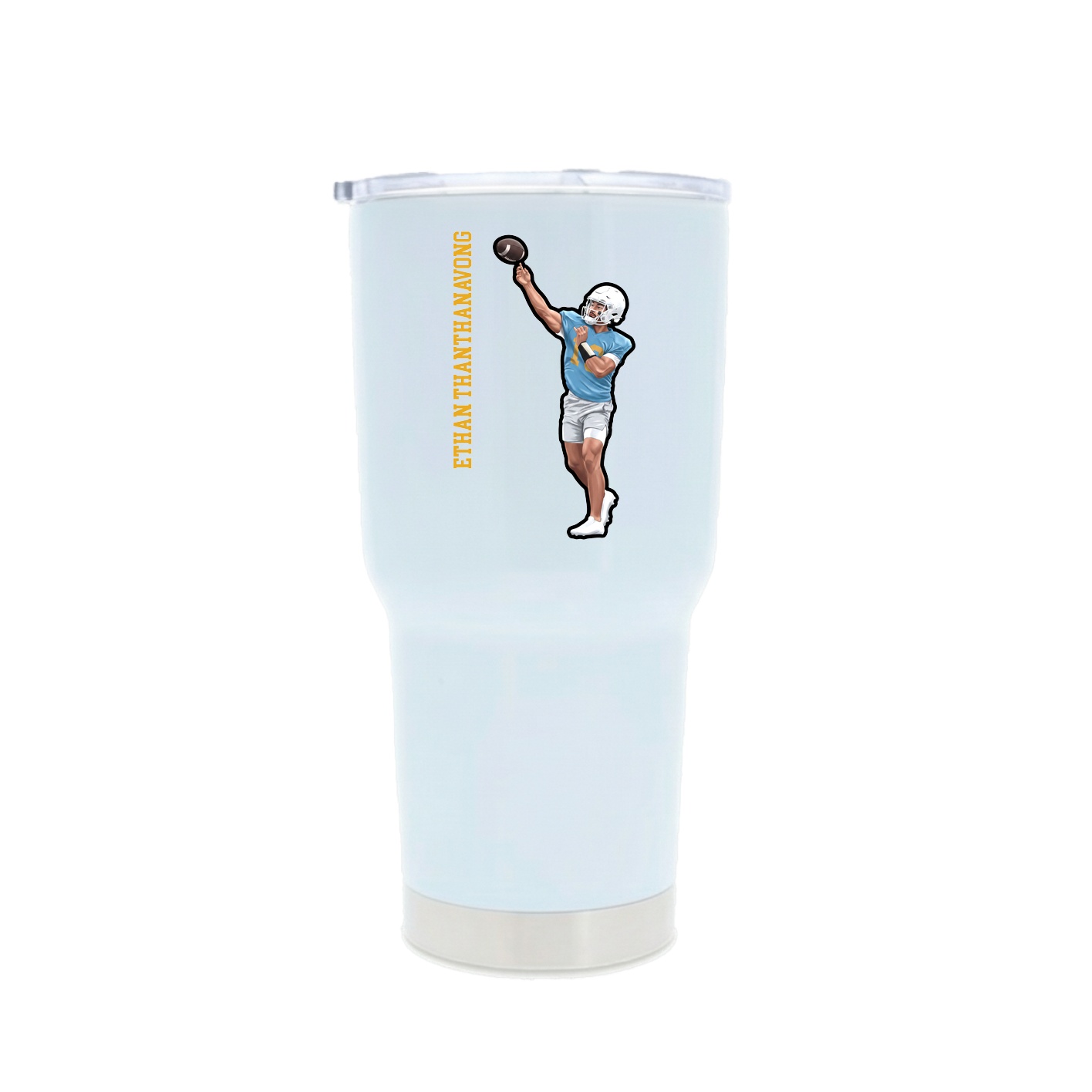 30oz Stainless Steel Tumbler — Name Vertical in White