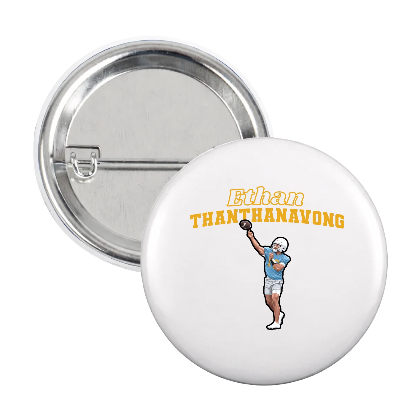 Game Day Button — Name Arch in White