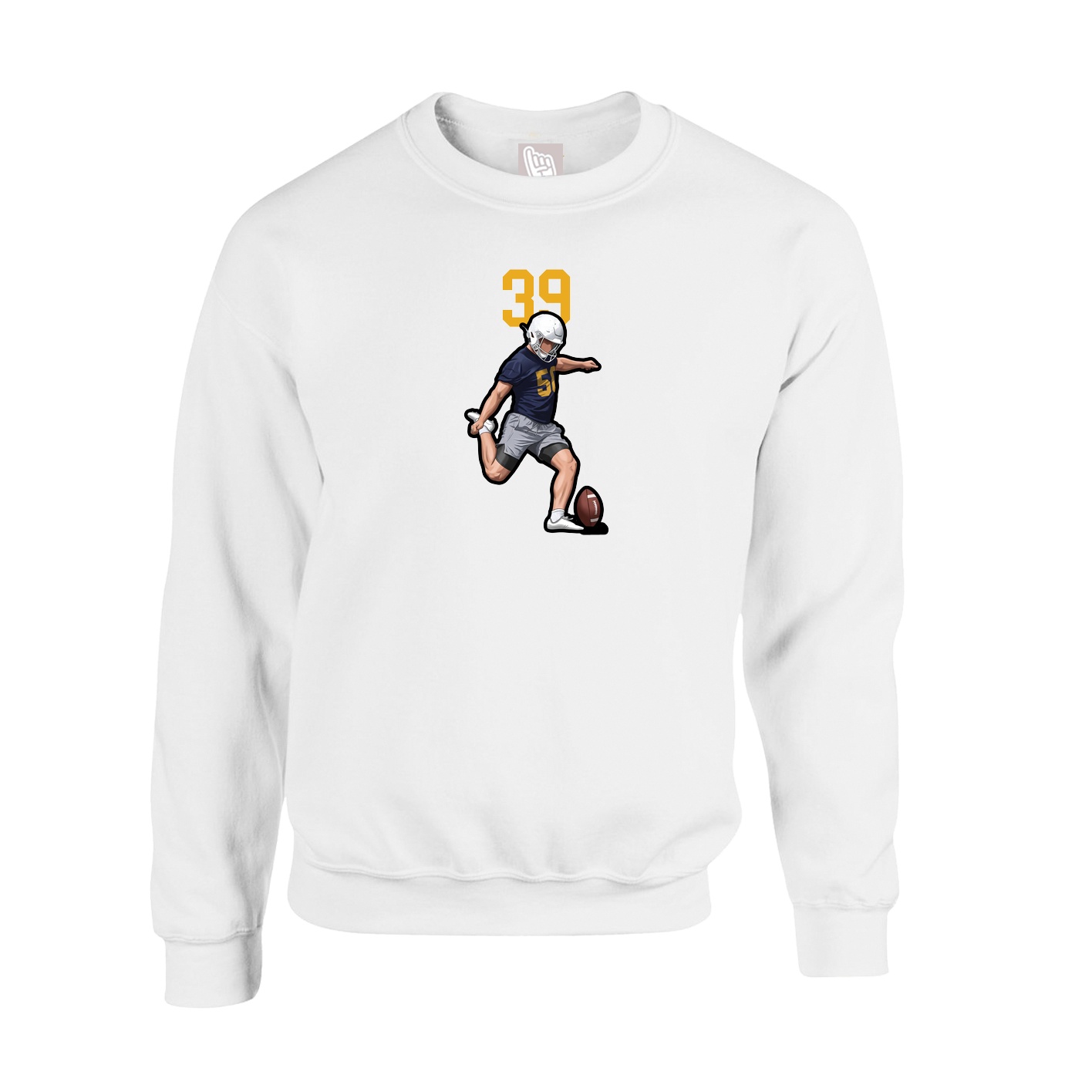 Fleece Crew — Number Top in White