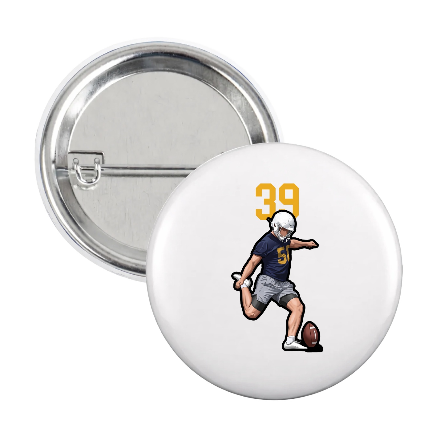 Game Day Button — Number Top in White