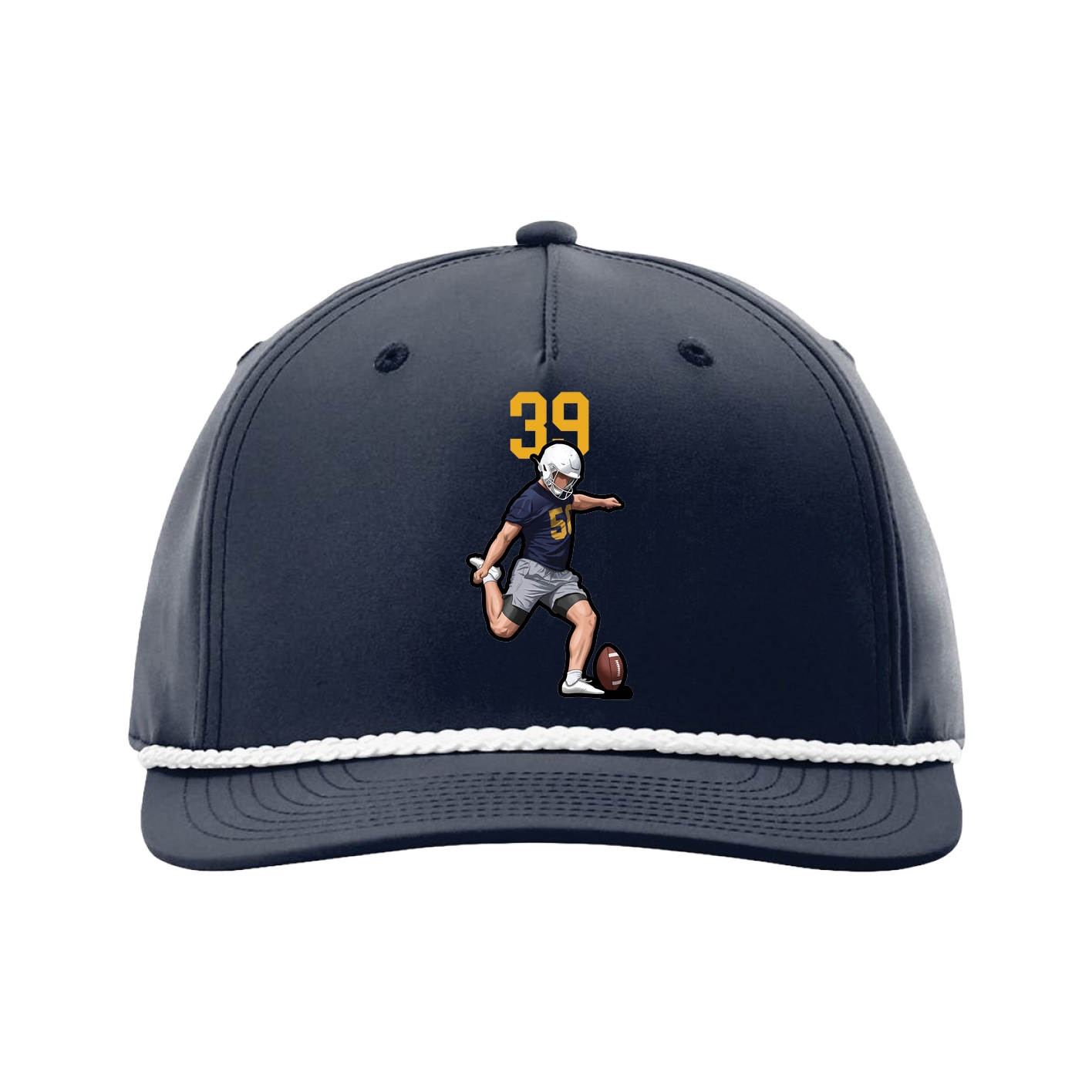 Five-Panel Classic Rope Cap — Number Top in Navy