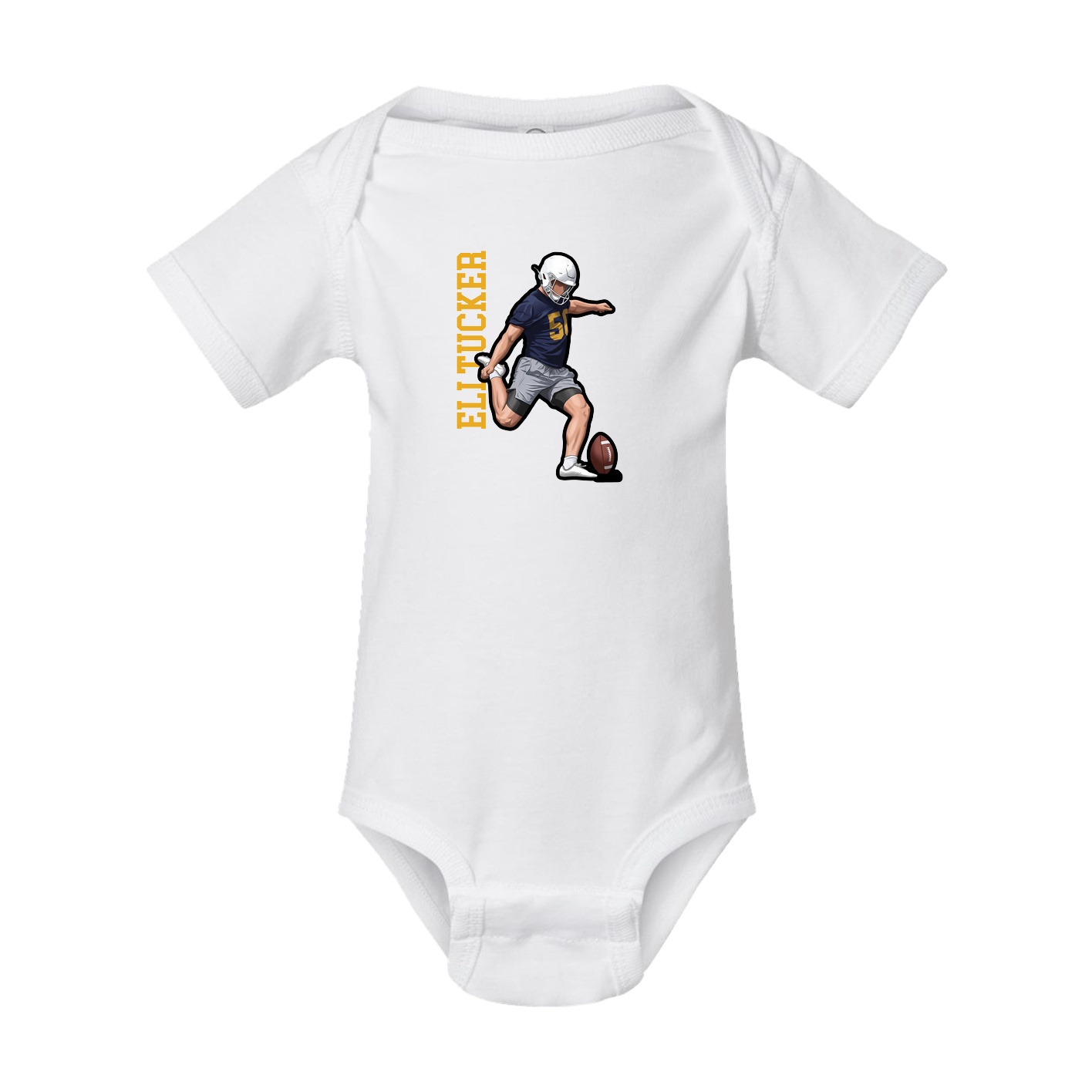 Baby Onesie — Name Vertical in White