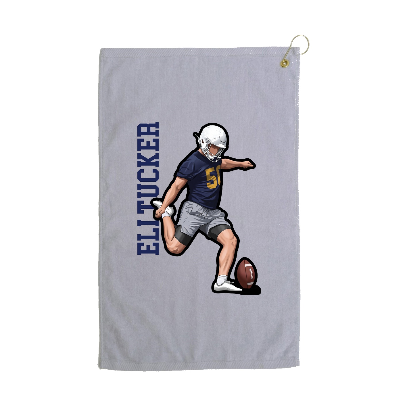 Golf Towel — Name Vertical in Grey