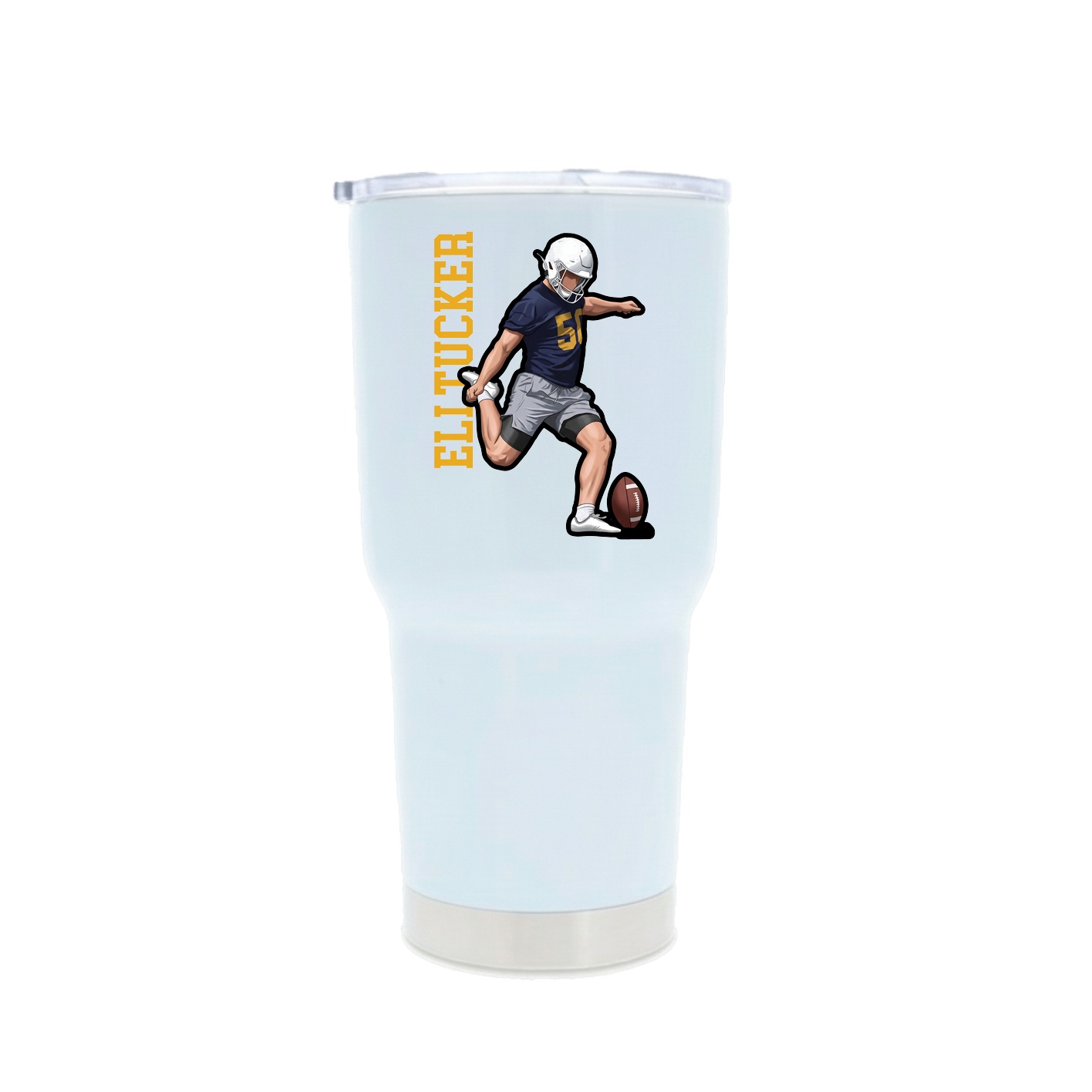 30oz Stainless Steel Tumbler — Name Vertical in White