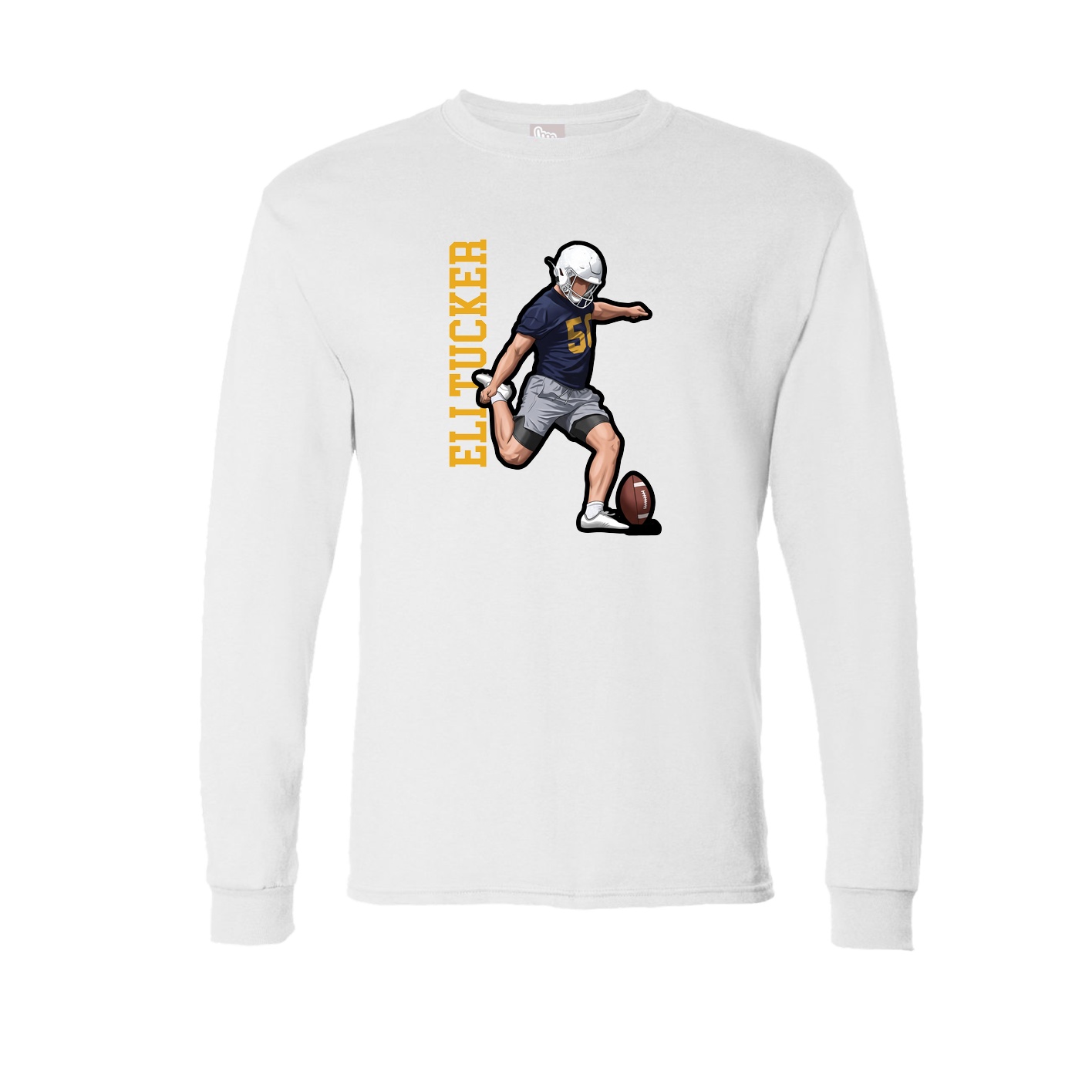 Long Sleeve Tee — Name Vertical in White
