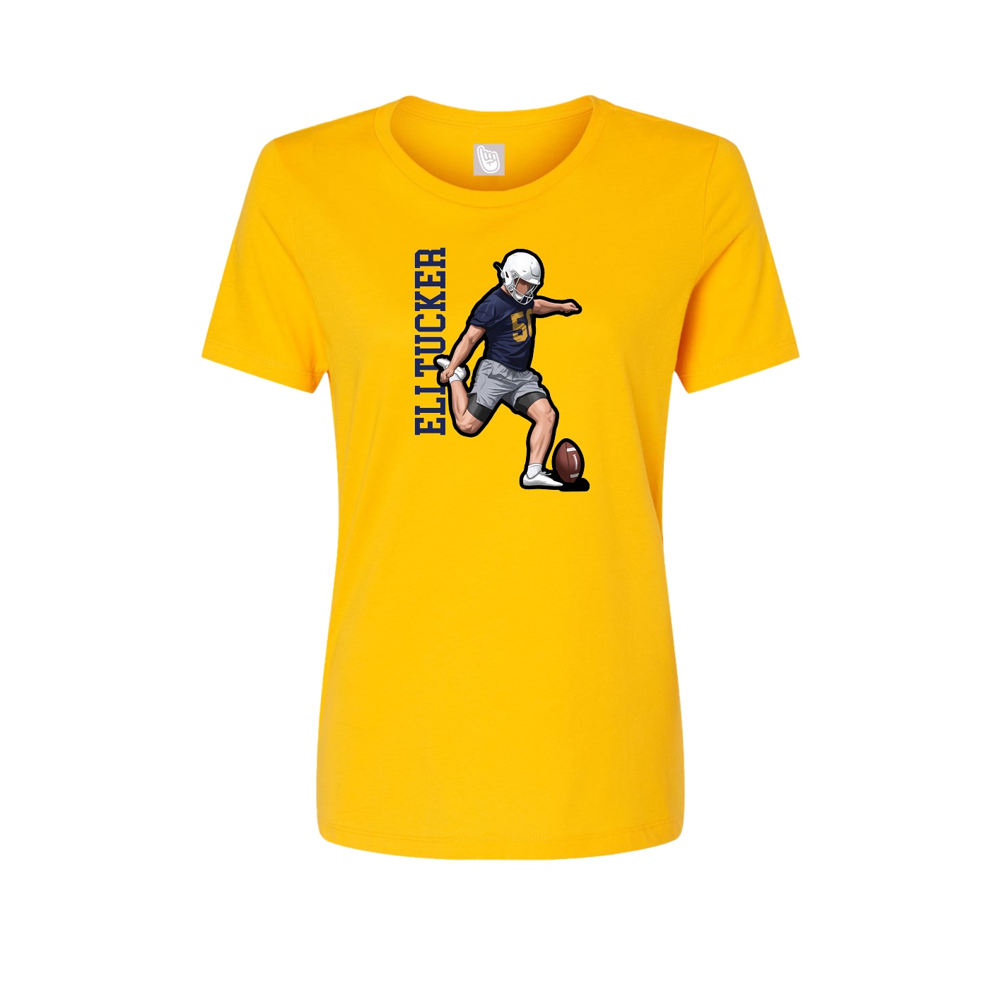 Fitted Women's Tee — Name Vertical in Gold