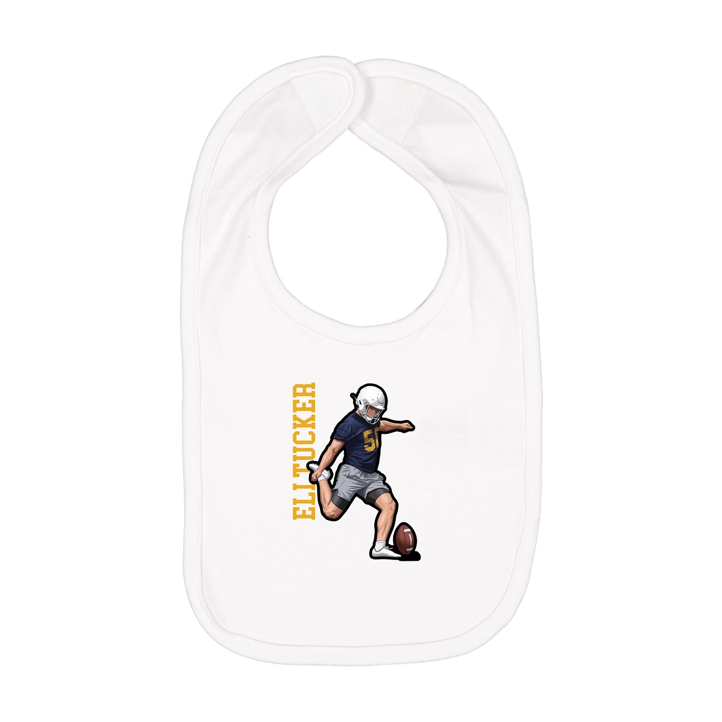 Infant Bib — Name Vertical in White