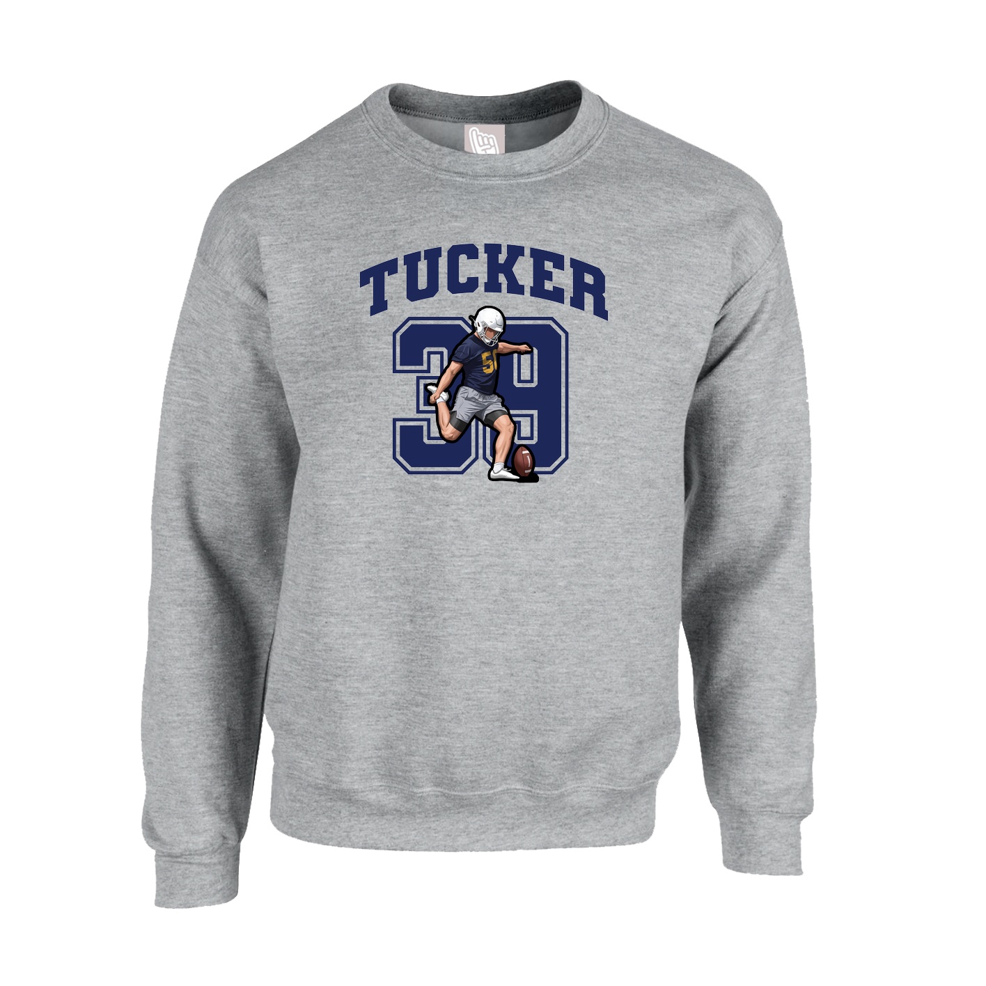 Fleece Crew — Number in Grey
